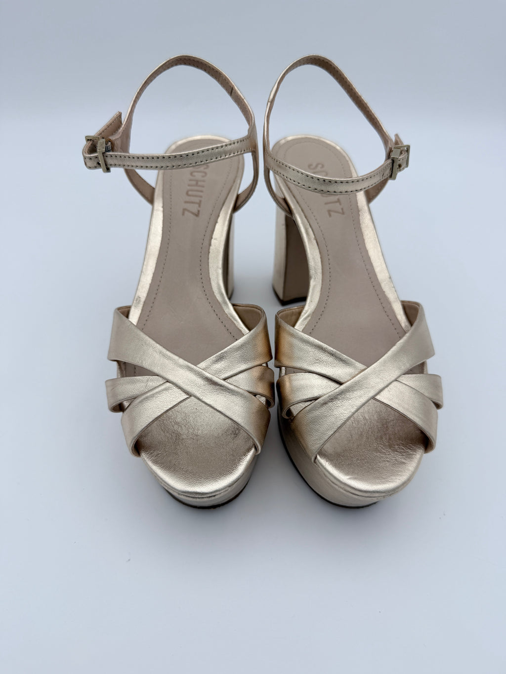 Schutz Metallic Gold Platform  size 6