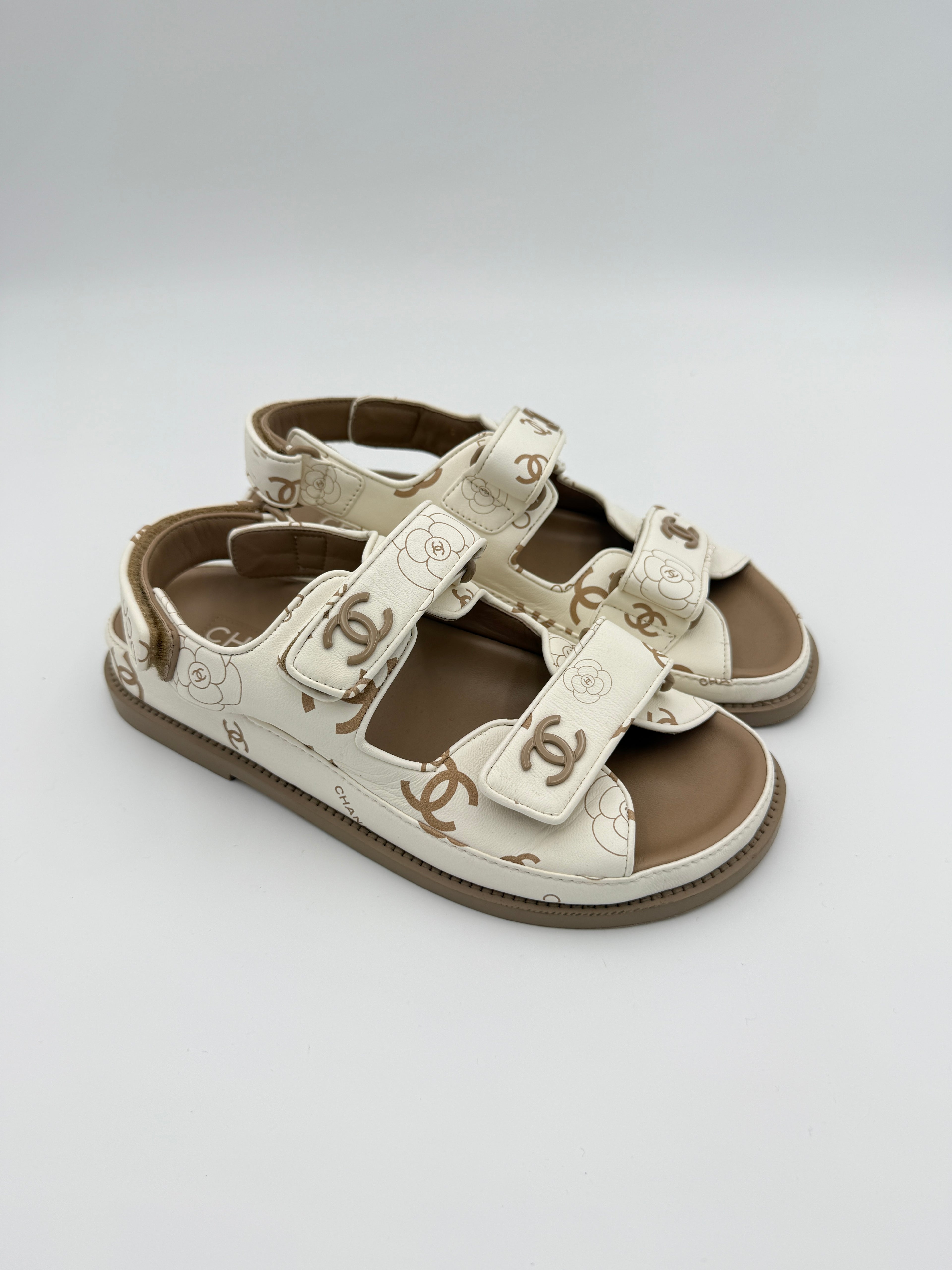 Chanel Off White Dad Sandals Size 37