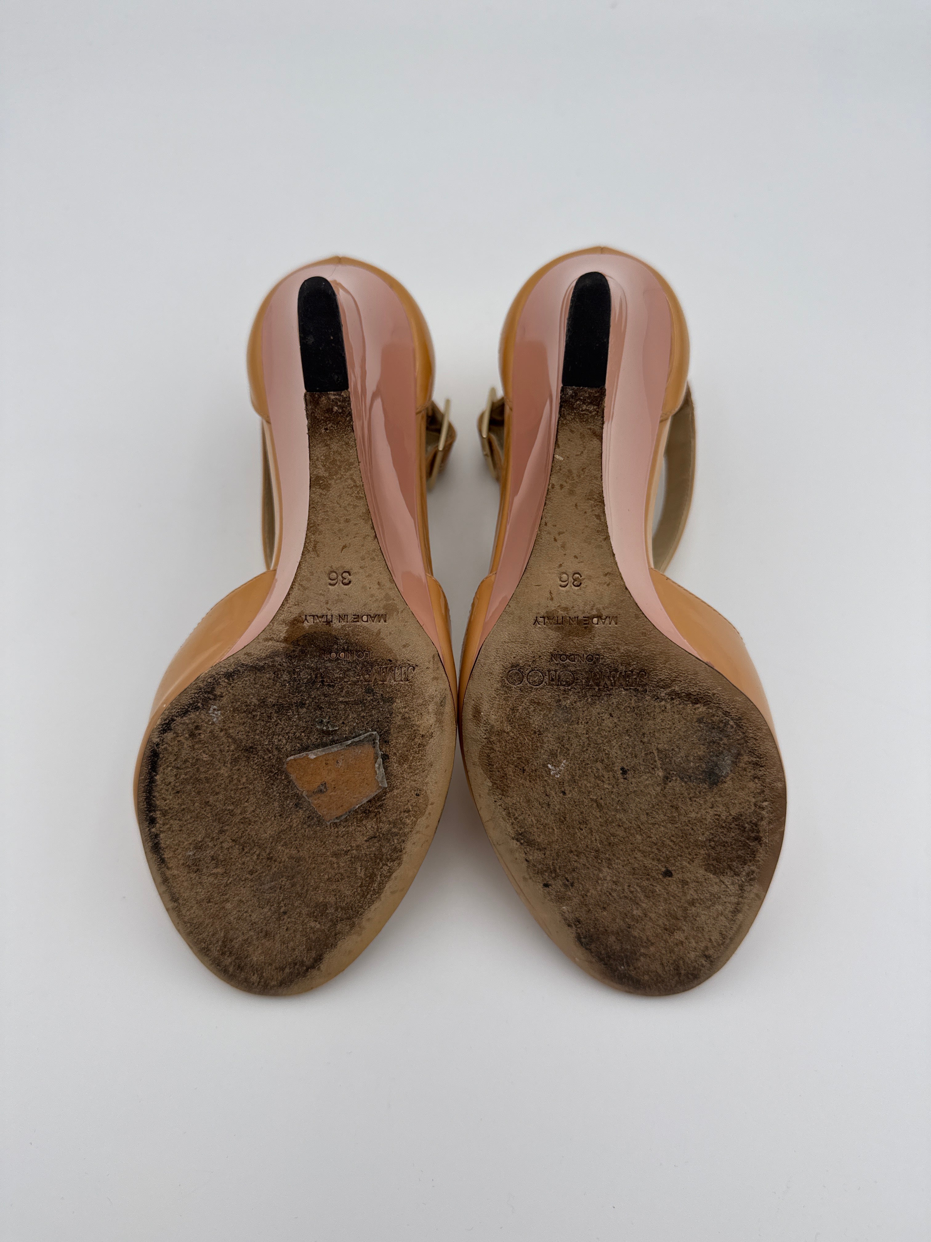 Jimmy Choo Patent Nude wedge size 36 w/ dust