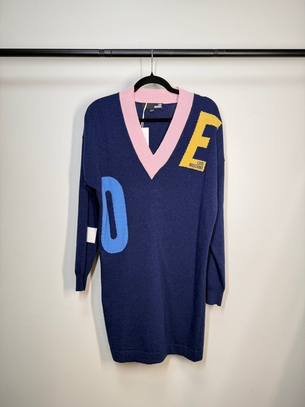 Moschino Blue Wool Sweater Mini Dress