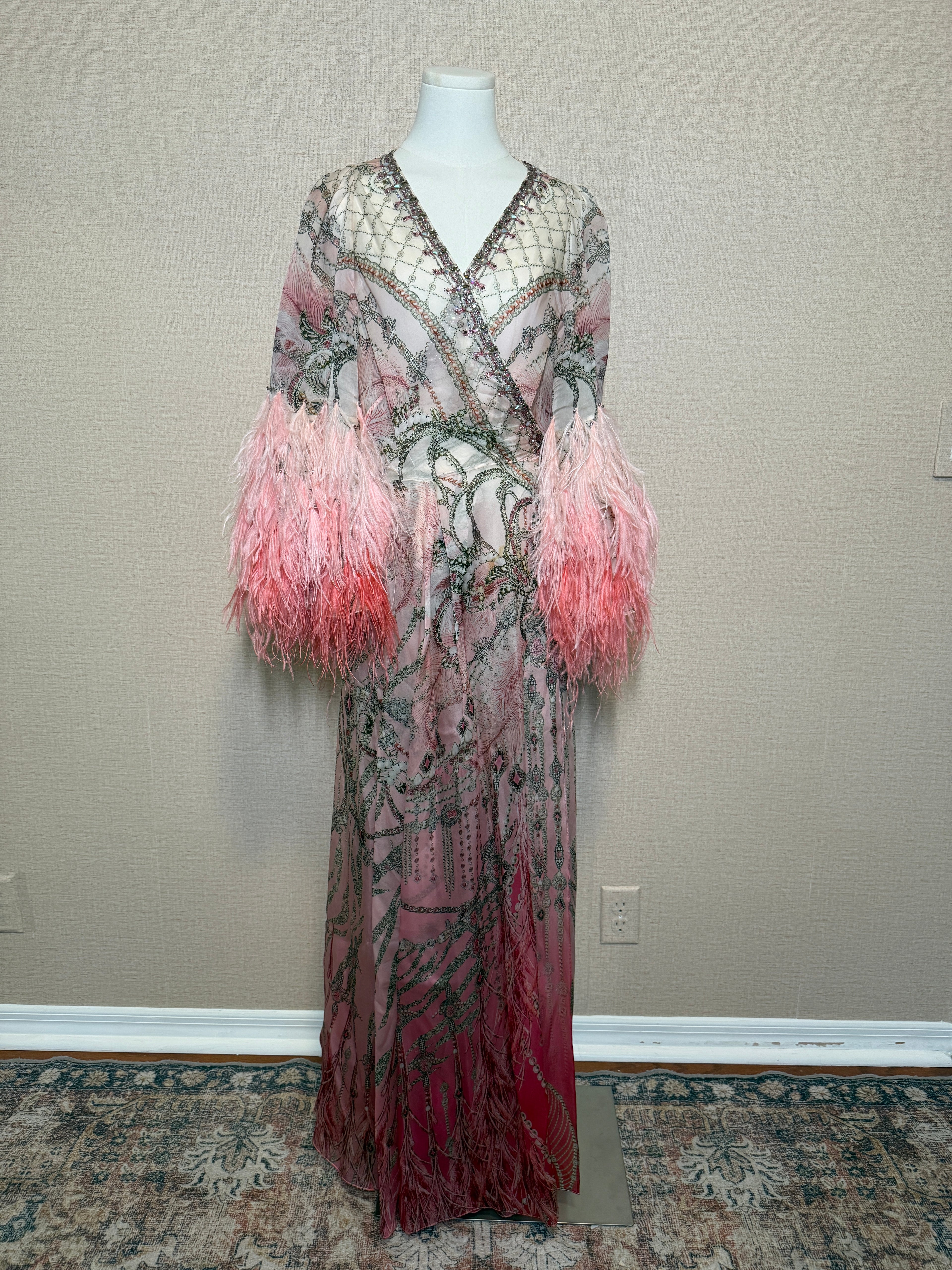 Camilla Feather Sleeve Wrap Dress XL