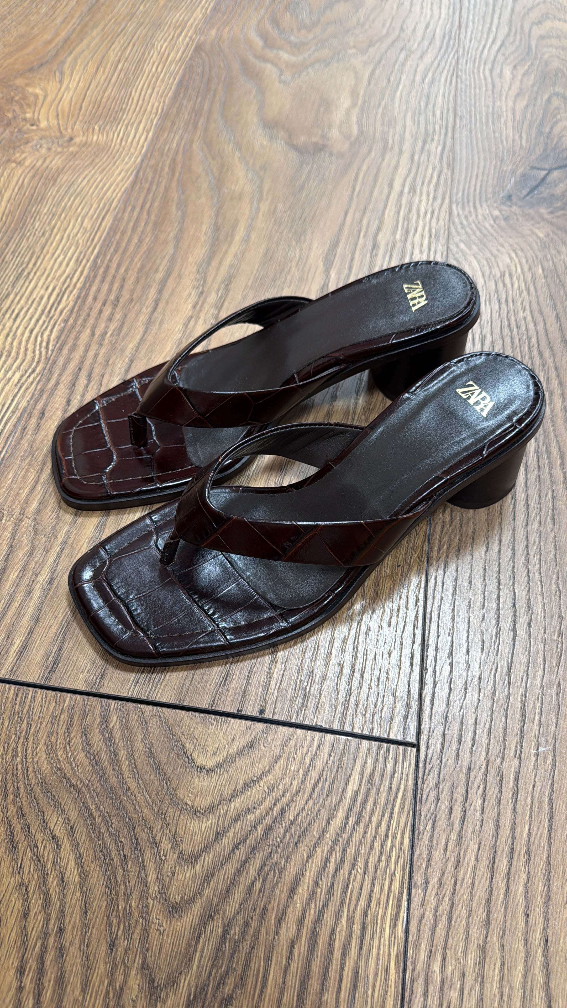 Zara Brown Croco Mules Size 39 Us 8