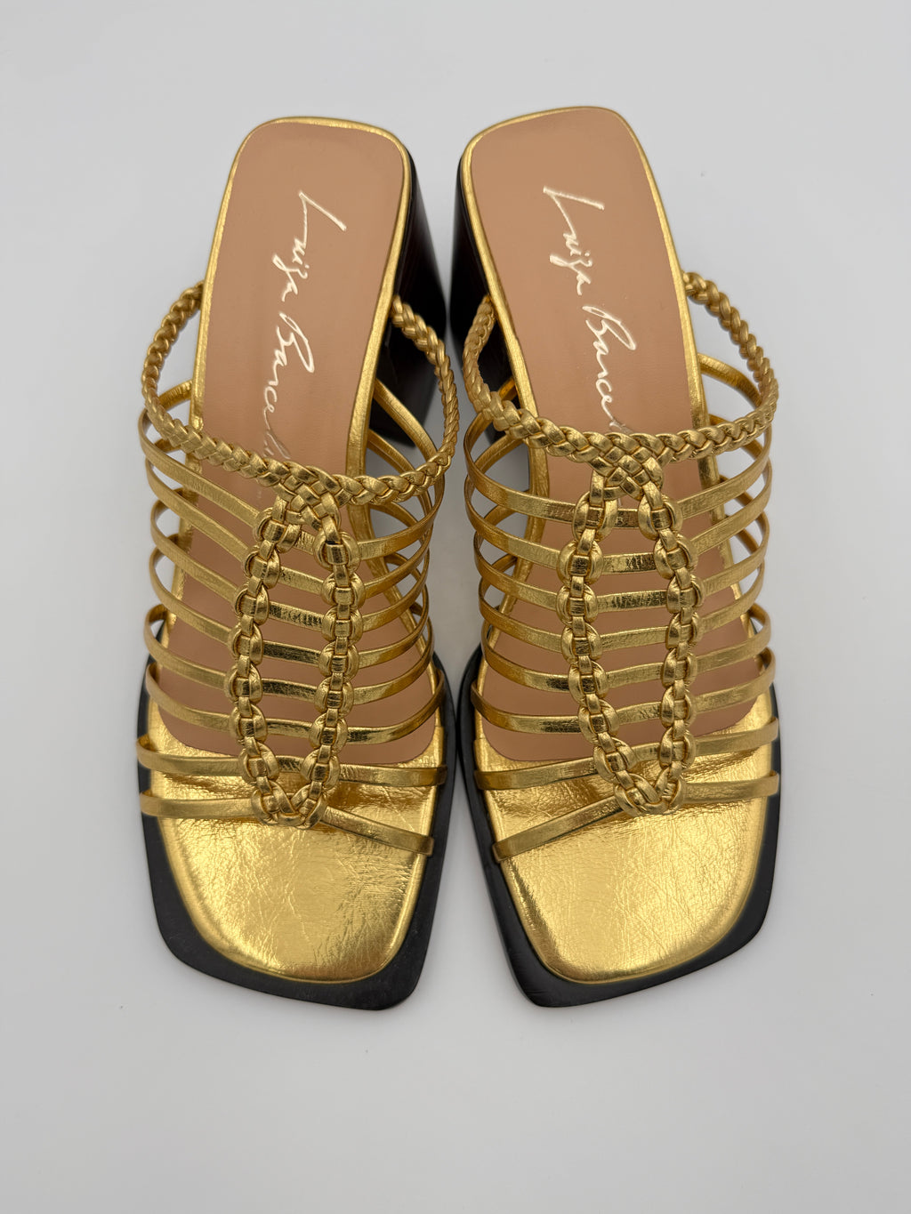 Luiza Barcelos Metalcolor Gold Wood Block Heel B001 V1