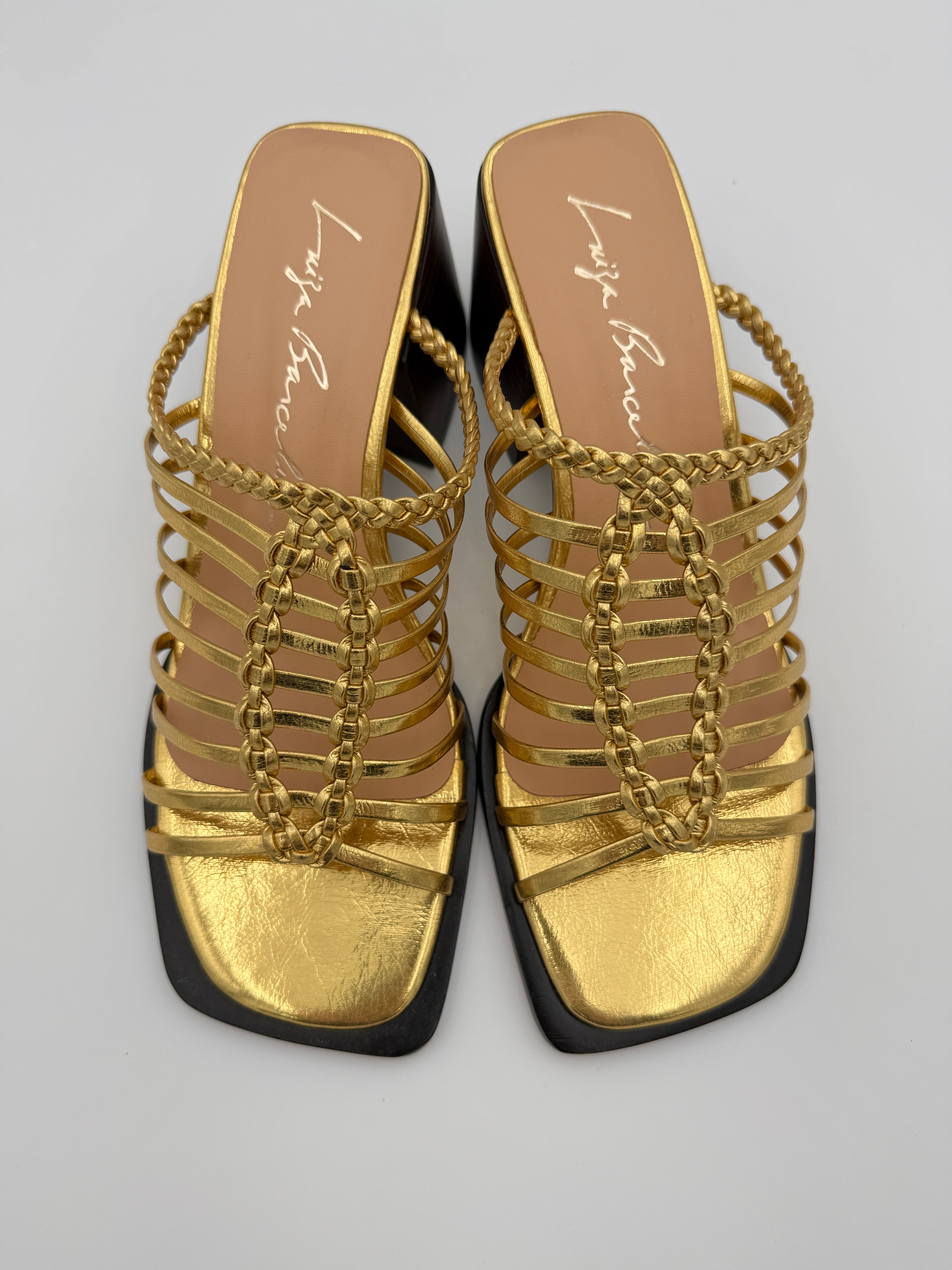 Luiza Barcelos Metalcolor Gold Wood Block Heel B001 V1