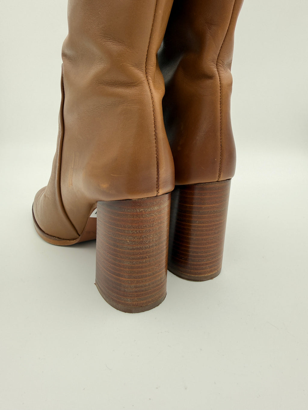 Maximo Dutti caramel leather tall boots size 37