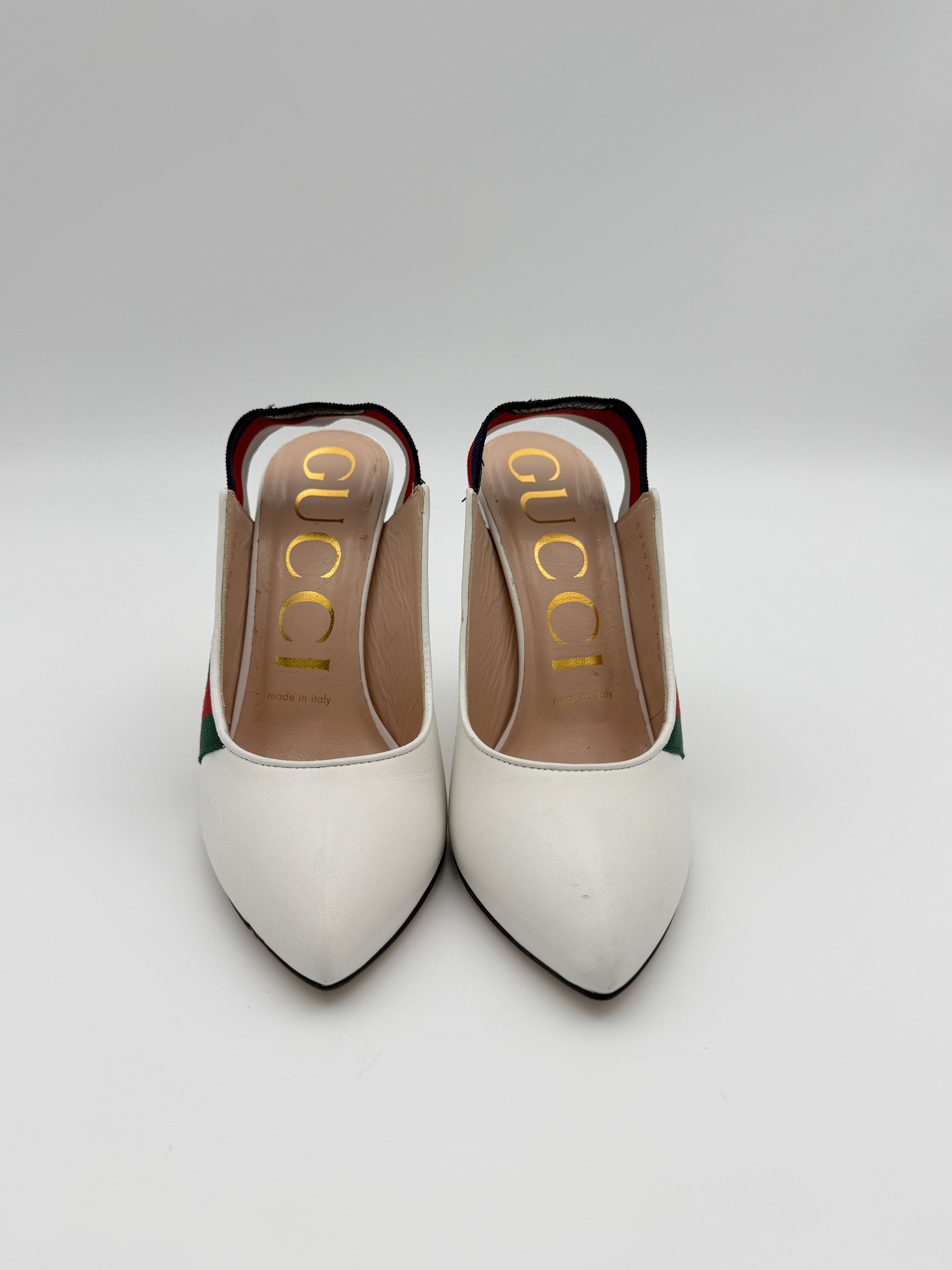 gucci white sylvie sling back size 36,5