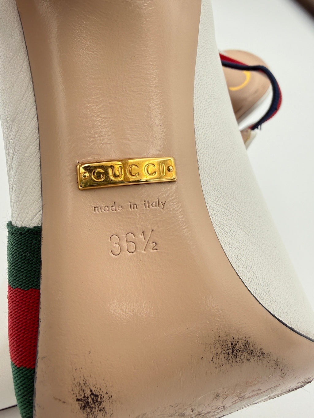 gucci white sylvie sling back size 36,5