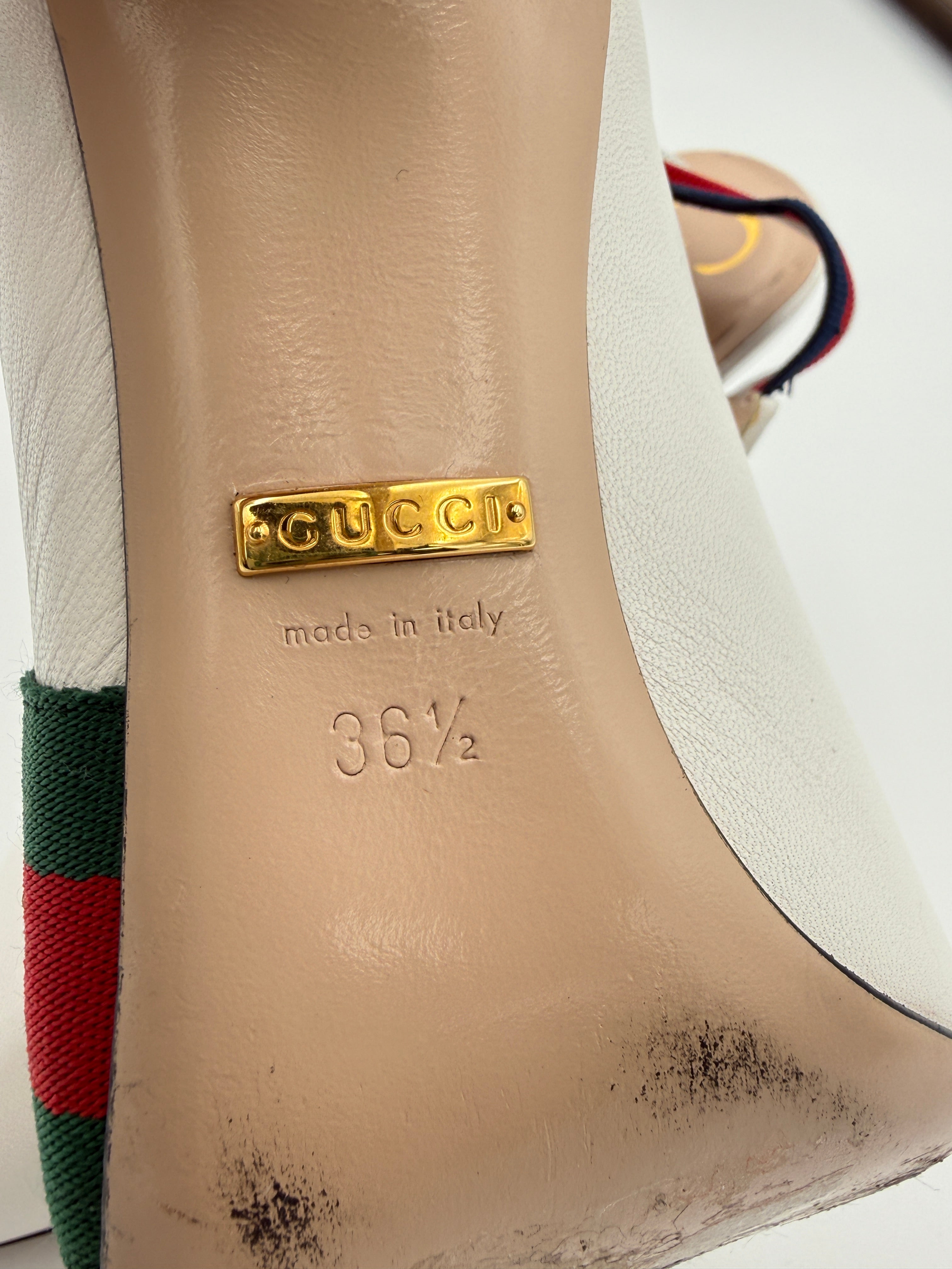 gucci white sylvie sling back size 36,5