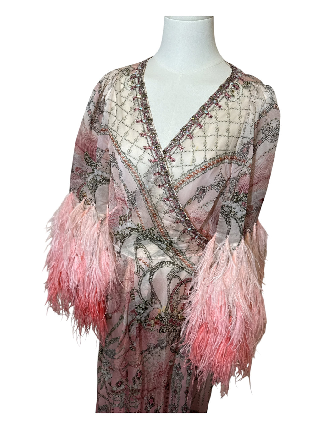 Camilla Feather Sleeve Wrap Dress XL