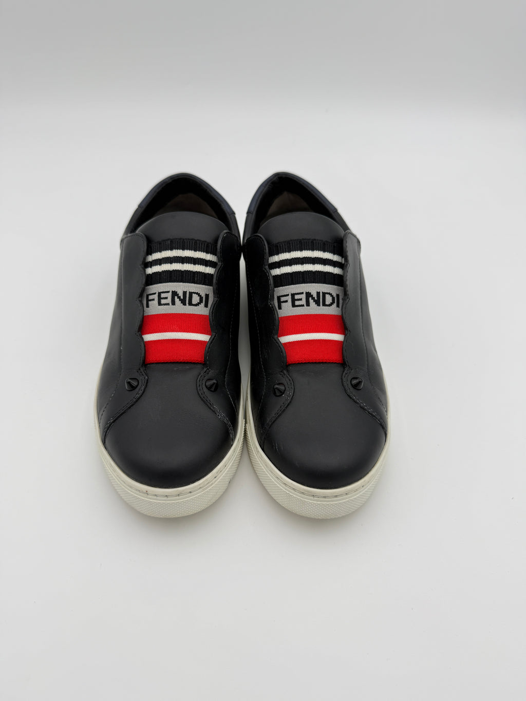 Fendi Black Leather Sneakers Size 38
