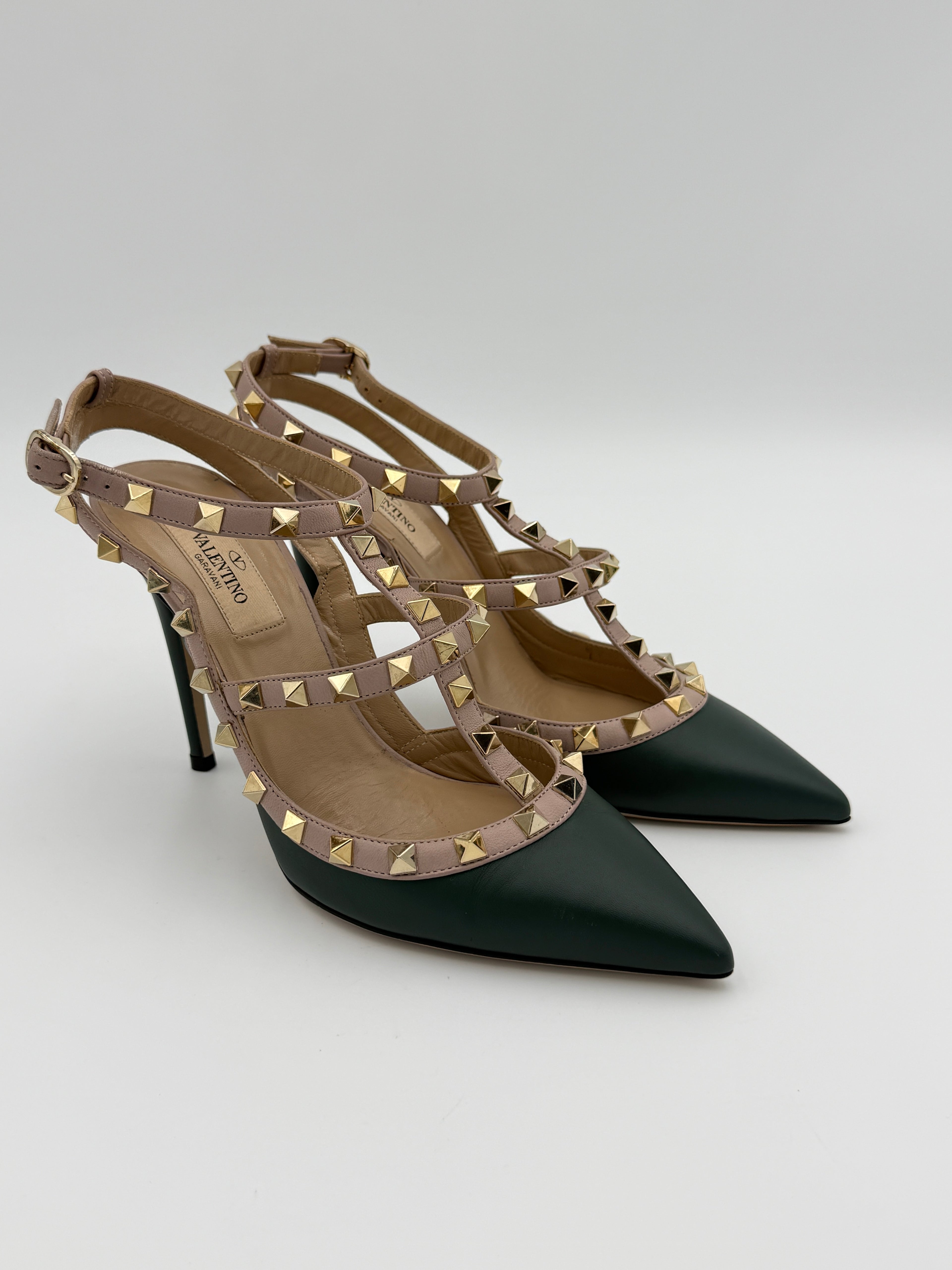 Valentino Rockstud green heel