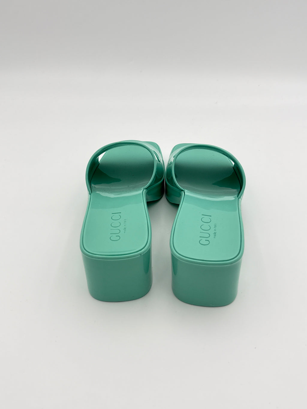 Gucci Mint Green Rubber Slide Sandals New size 35