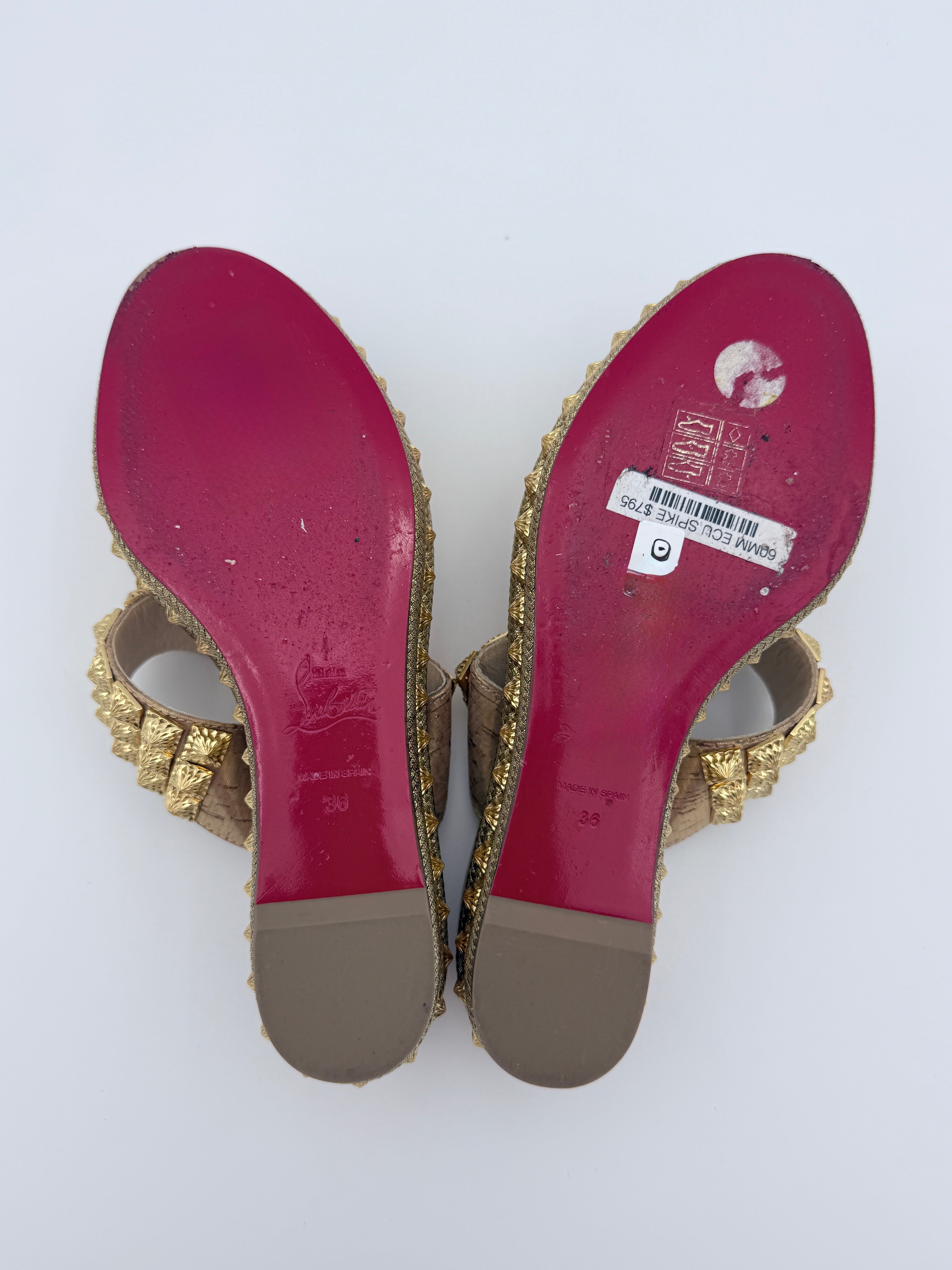 Louboutin Liege petit gold spike size 36 w/ dust