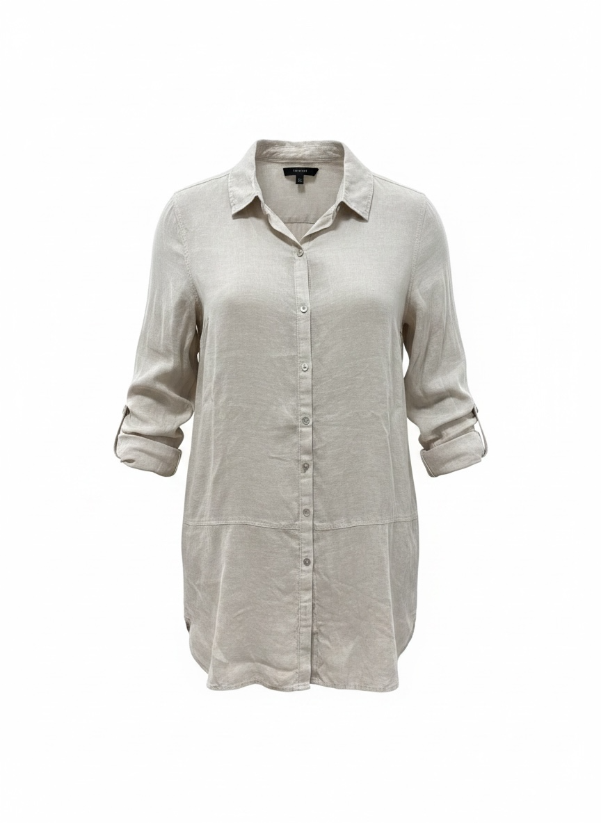 Tahari Beige Linen Long Shirt Medium