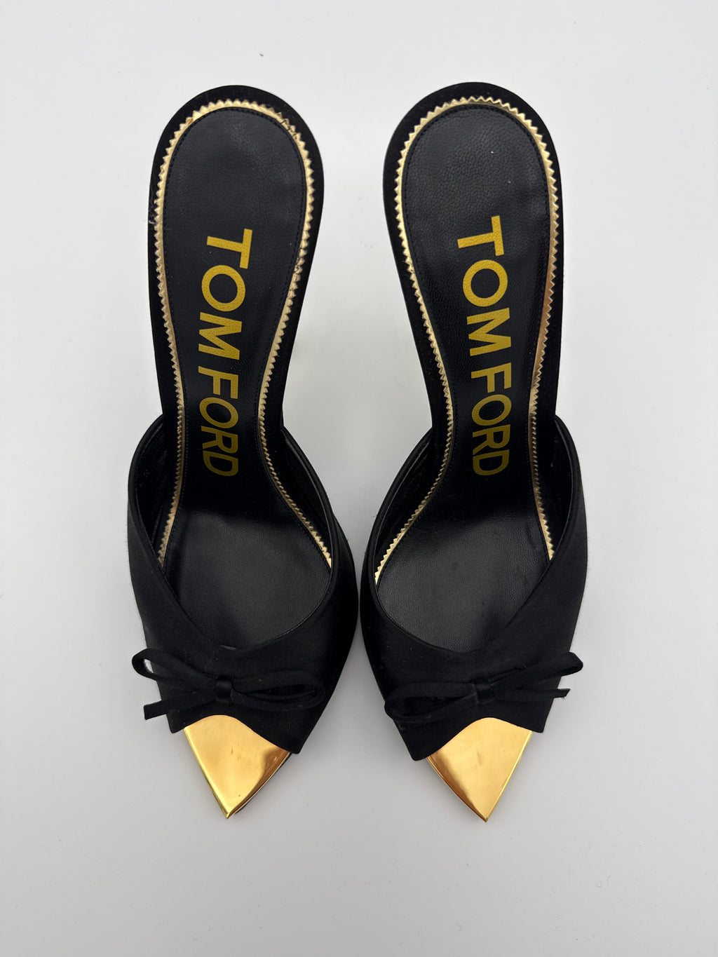 Tom Ford Black Satin Mule Size 38 box and dust