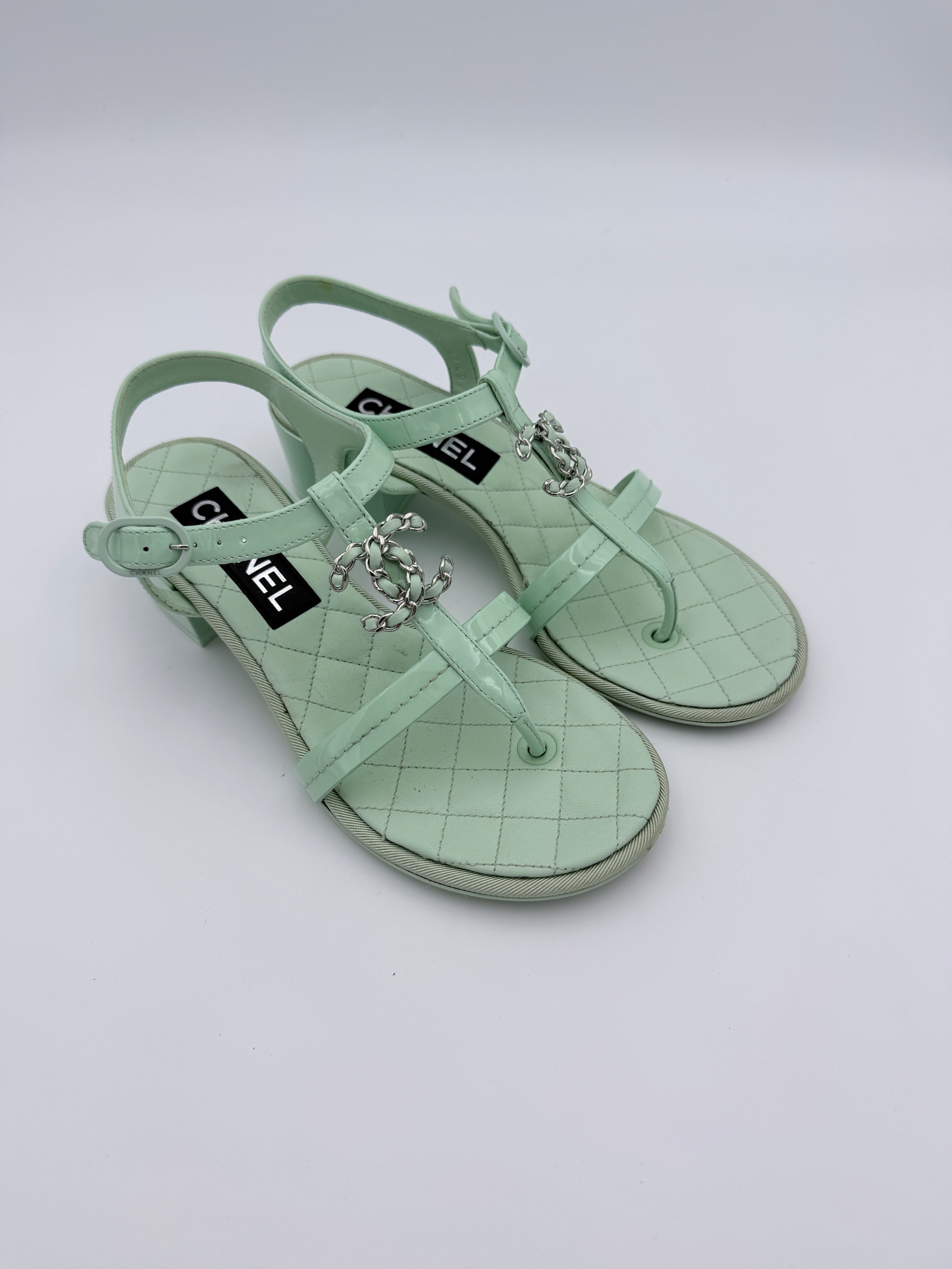 Chanel Mint Green Sandal size 36 Pre Loved