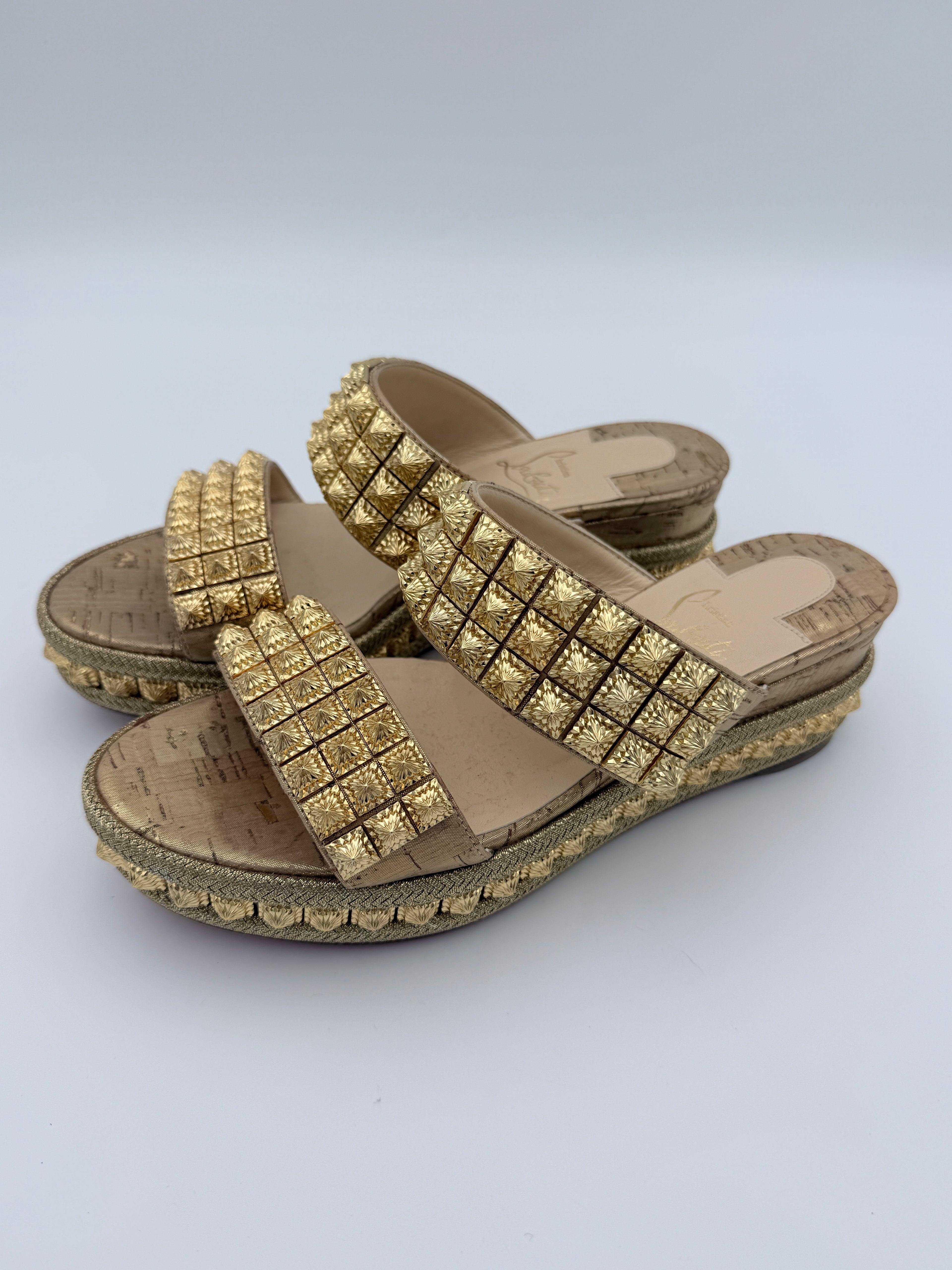 Louboutin Liege petit gold spike size 36 w/ dust