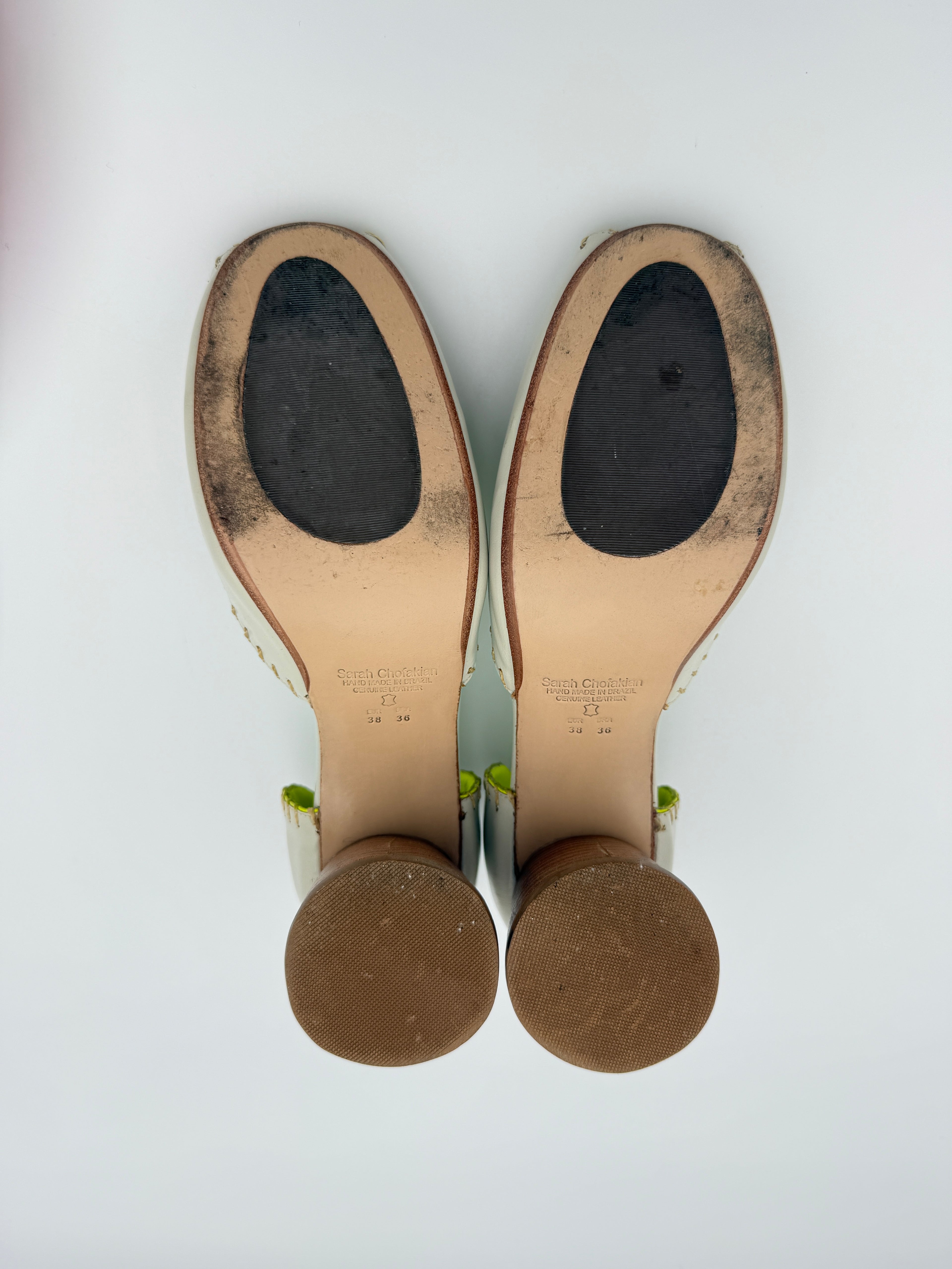 Sarah Chofakian Pearl Green Peep Toe Size 7 US