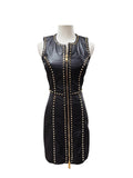 Versus Black Leather Dress with Gold Studs - Size S