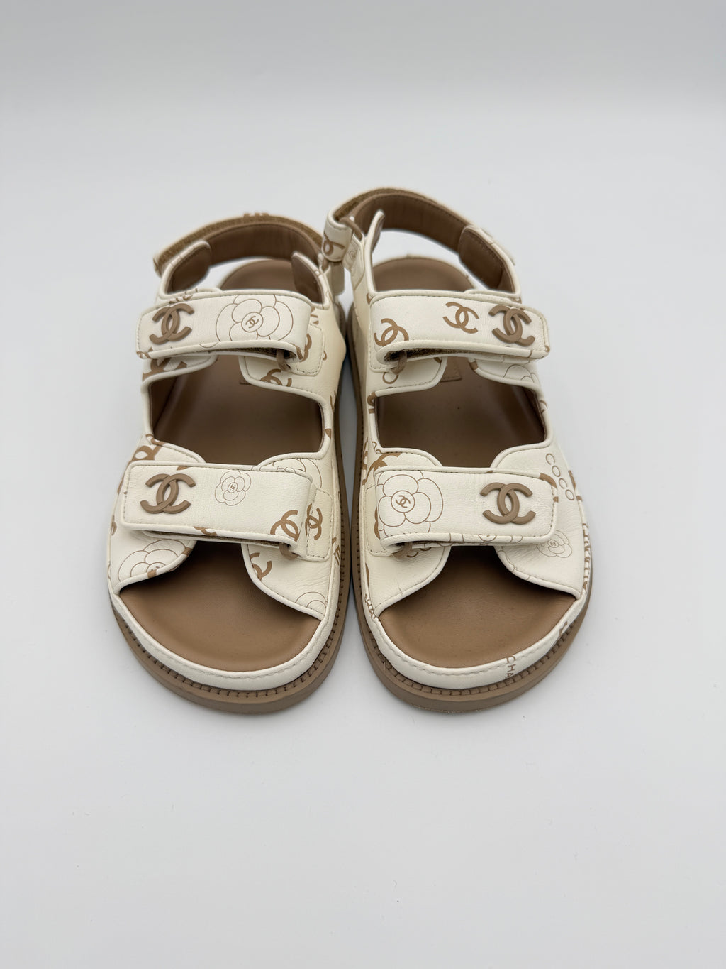 Chanel Off White Dad Sandals Size 37
