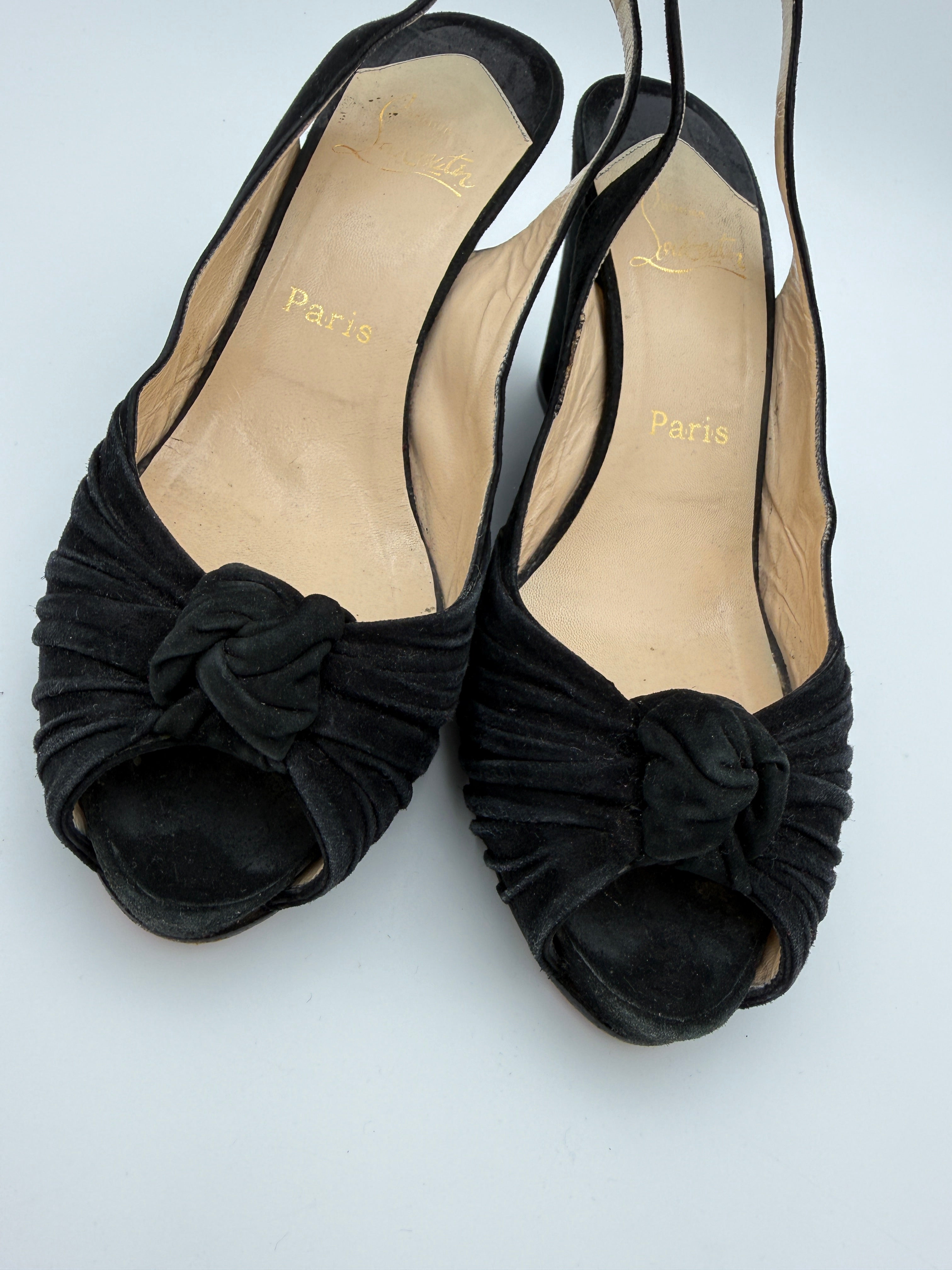 Louboutin Black Suede Wedges Size 40