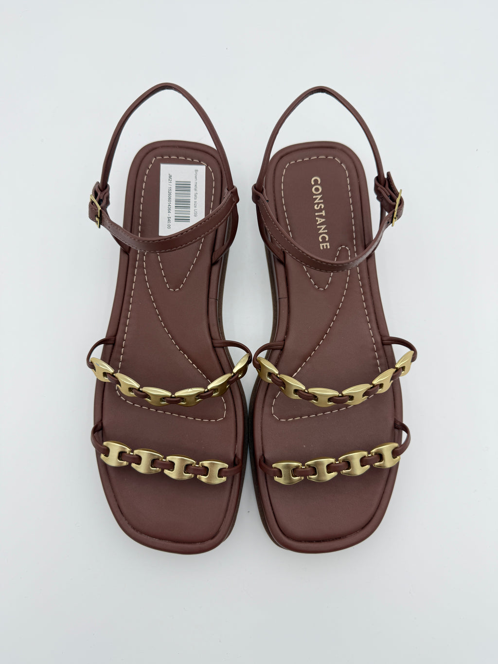 Brown metal flats Size 9
