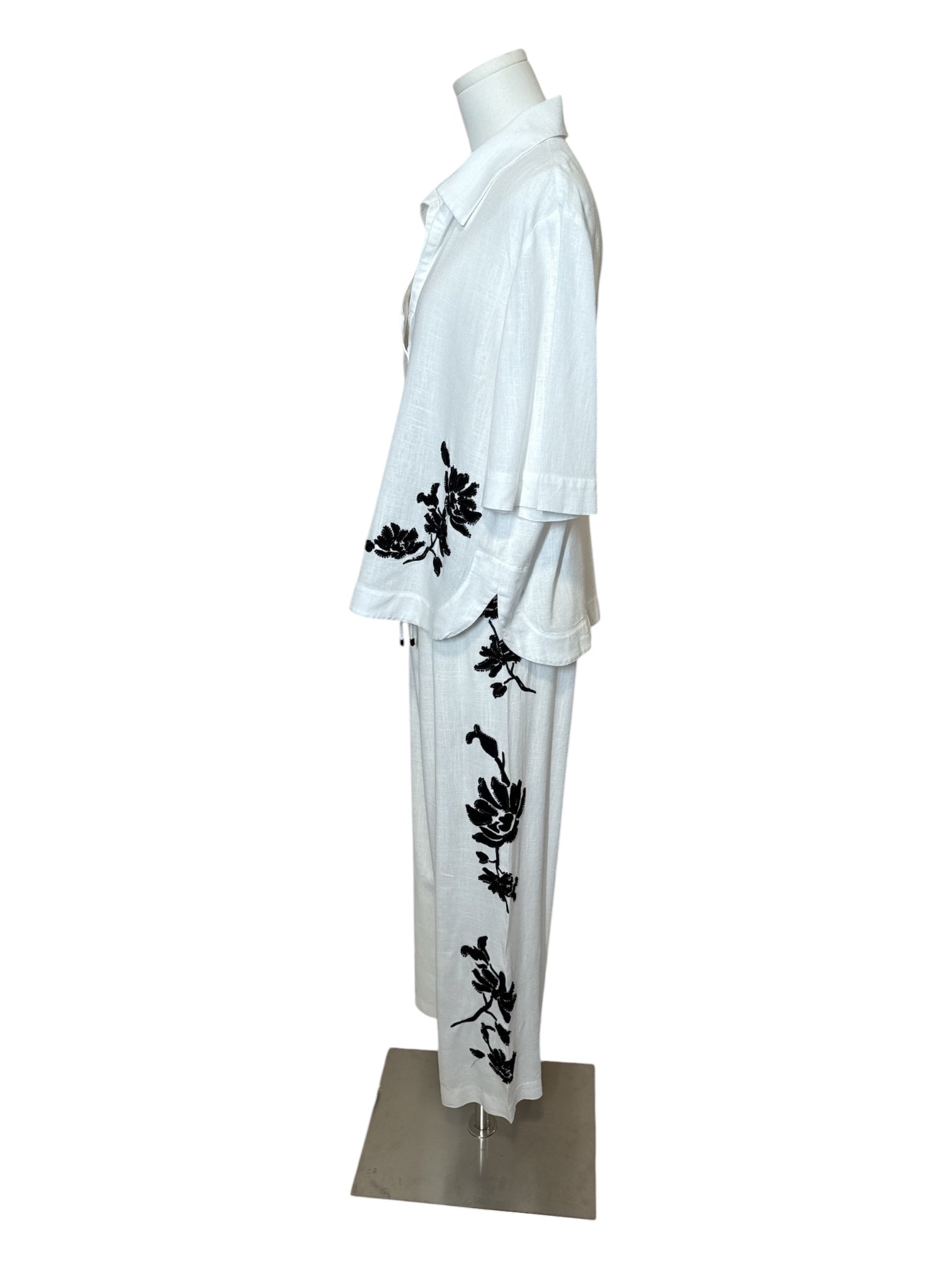 ZARA White Cotton Embroidered Set M