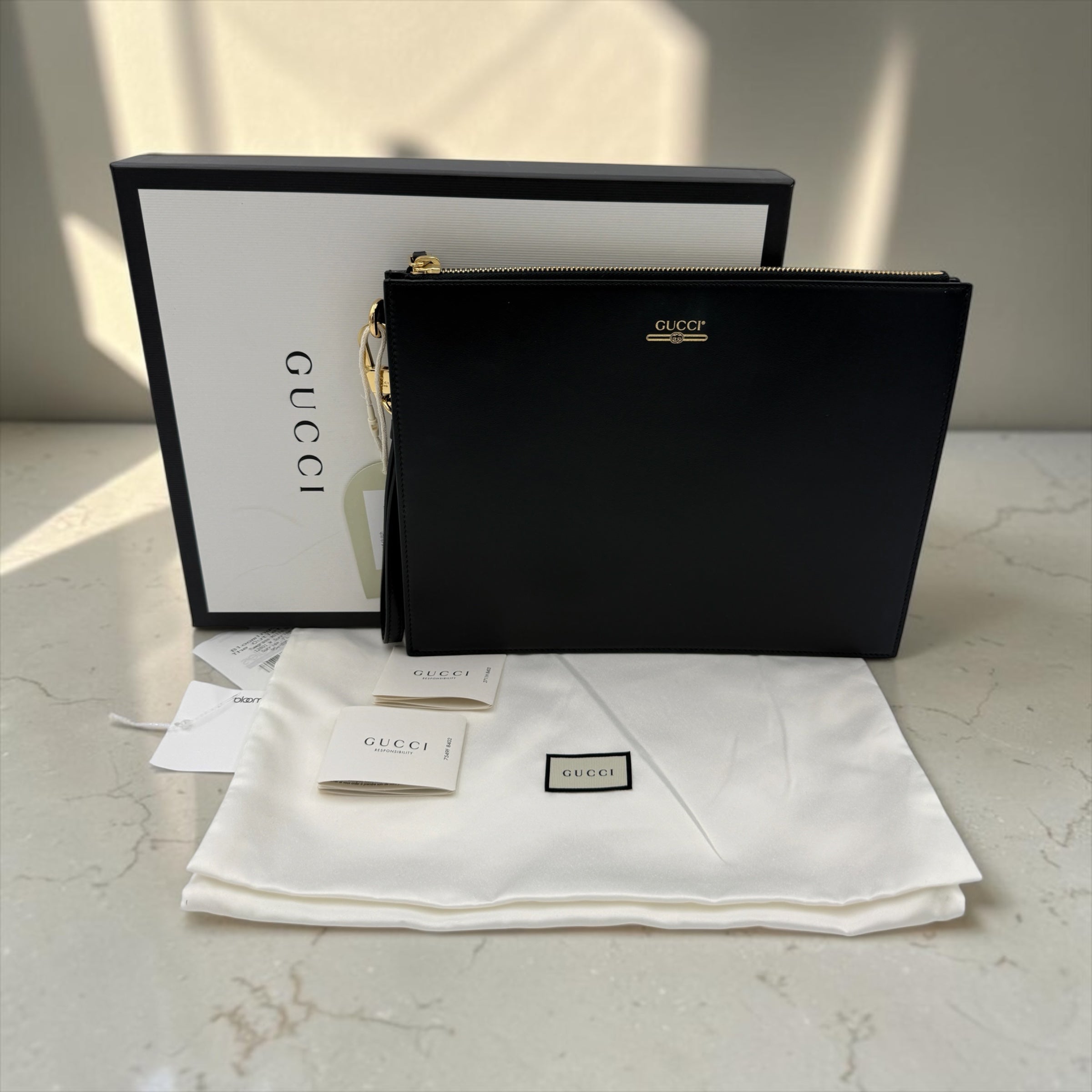GUCCI CALFSKIN BLACK CLUTCH