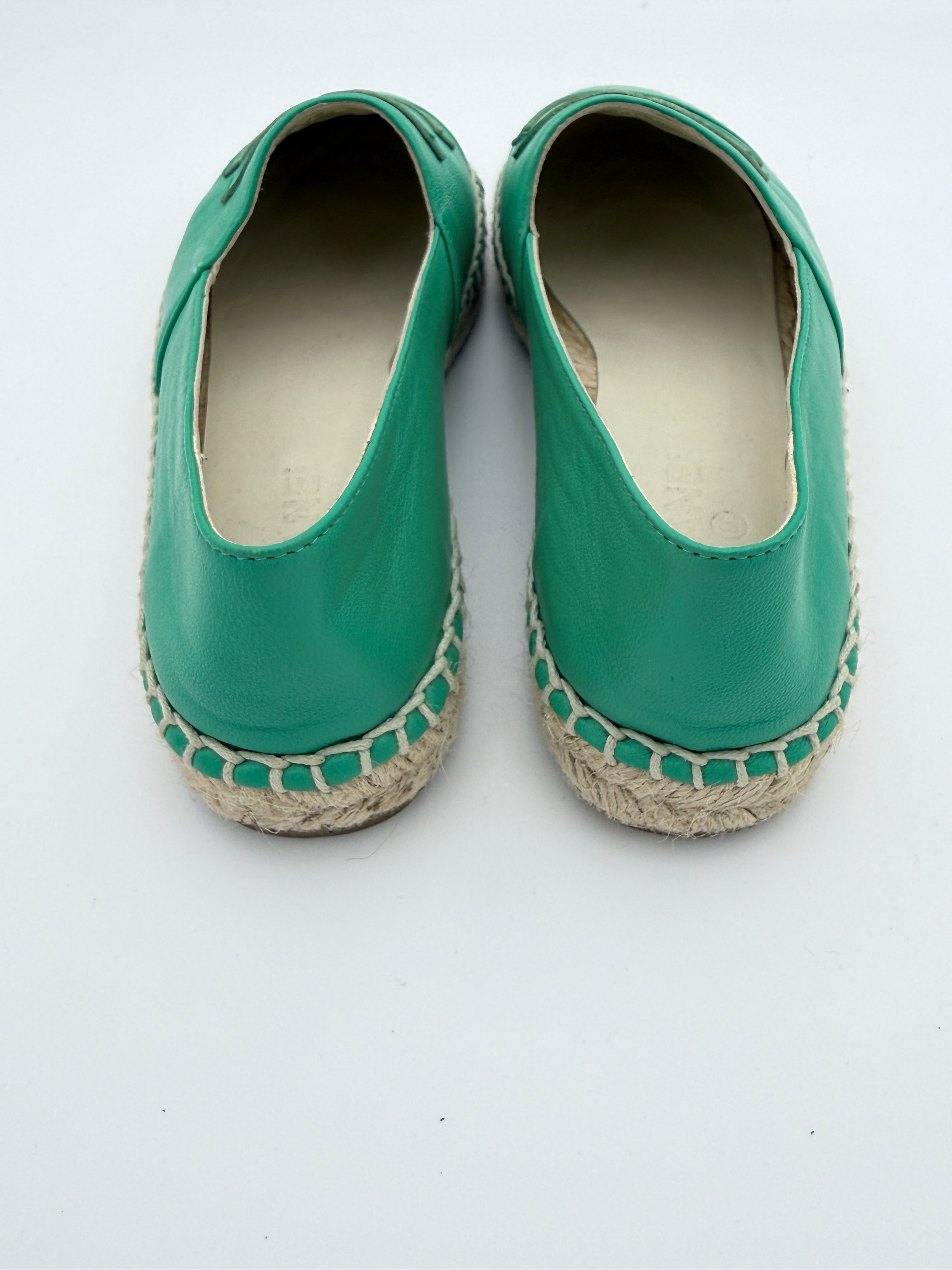 Chanel Green Leather Espadrille size 37