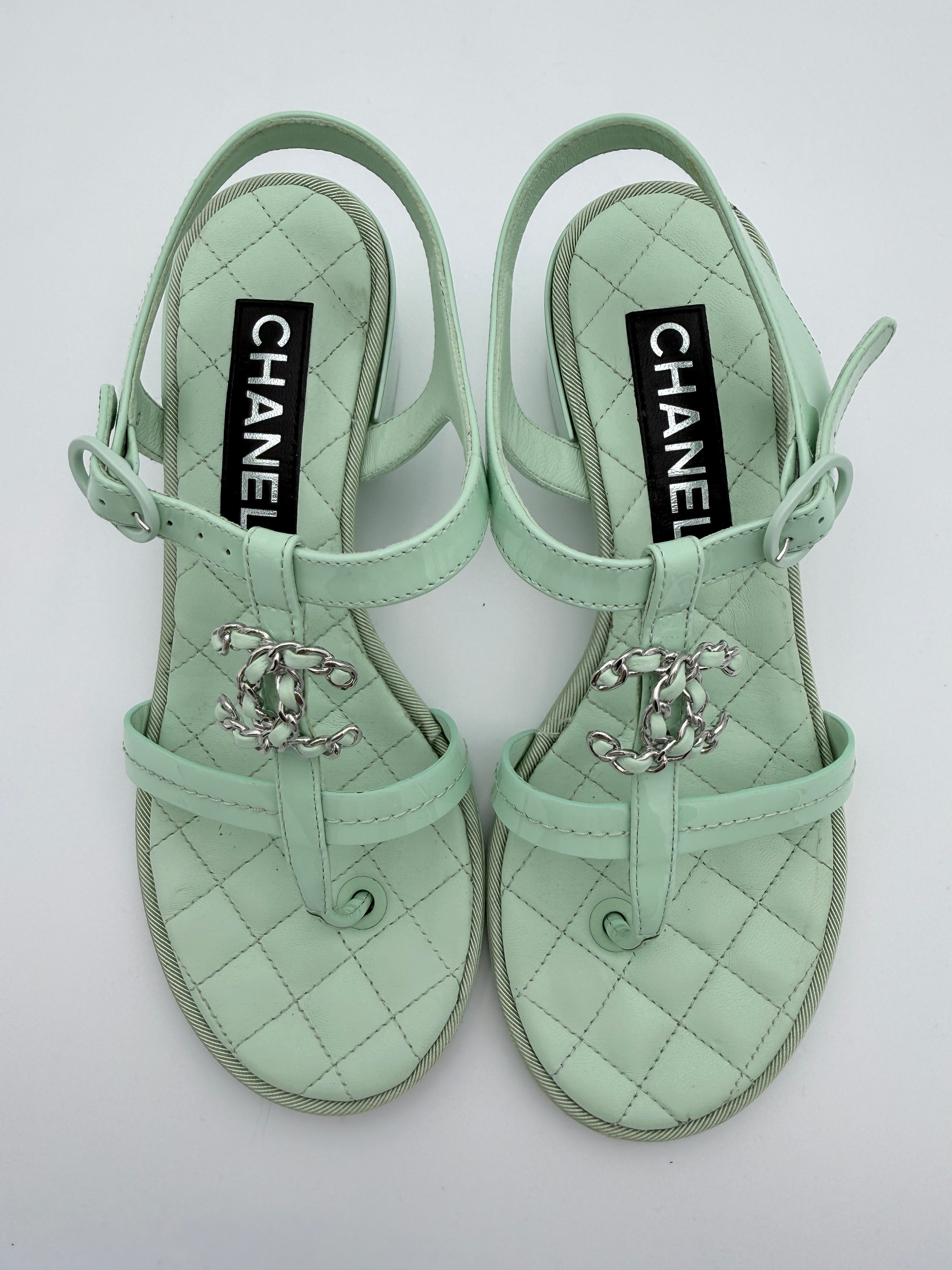 Chanel Mint Green Sandal size 36 Pre Loved