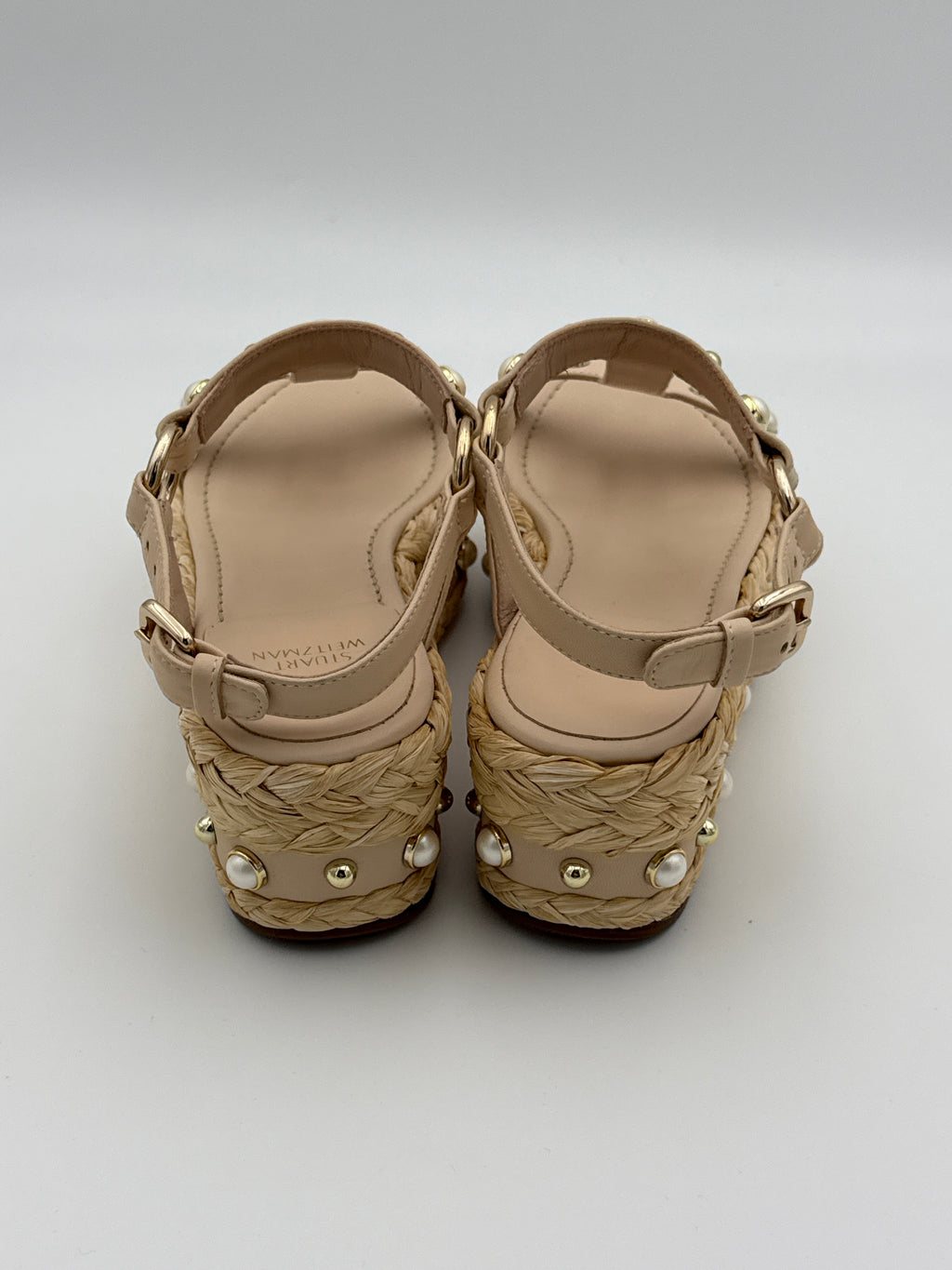 Suart Weizman Raffia and Pearls platform size 5.5 w/ dust