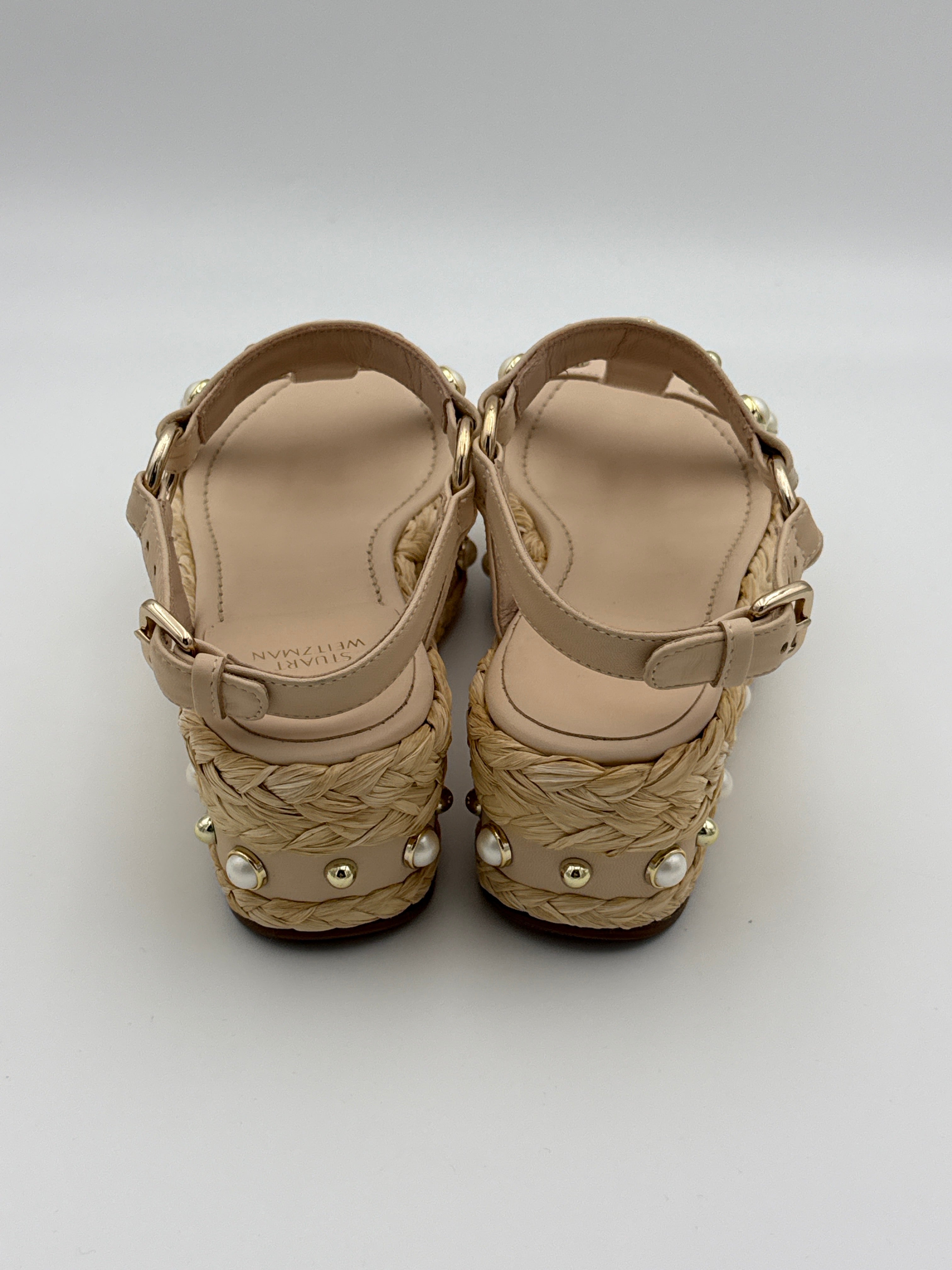 Suart Weizman Raffia and Pearls platform size 5.5 w/ dust