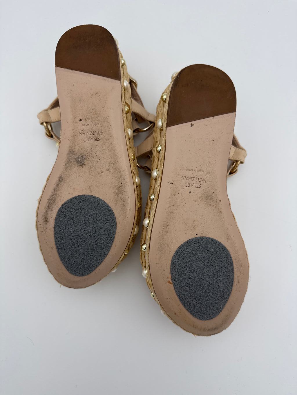 Suart Weizman Raffia and Pearls platform size 5.5 w/ dust