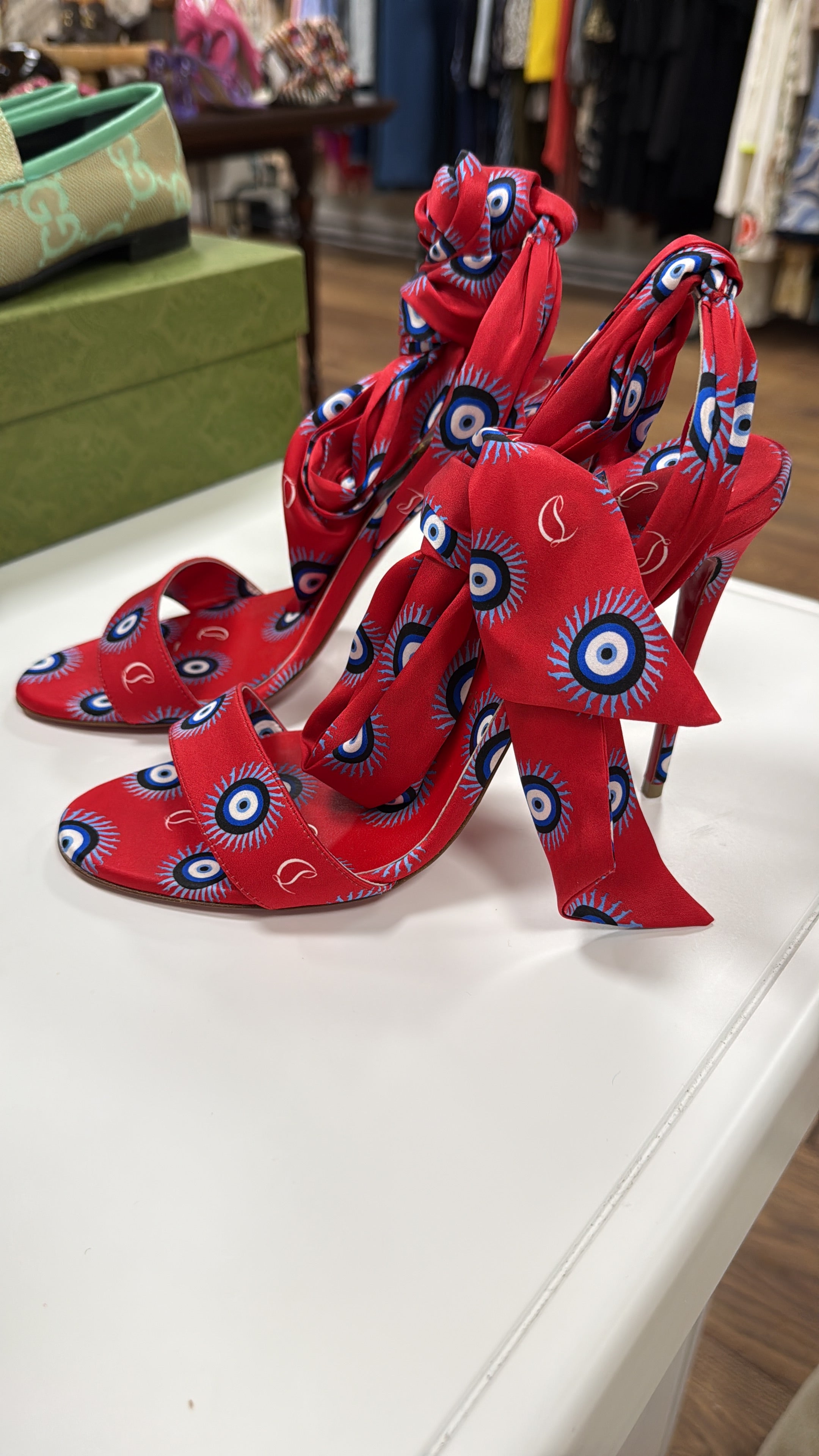 Christian Loubouton evil eye red sandlas size 40