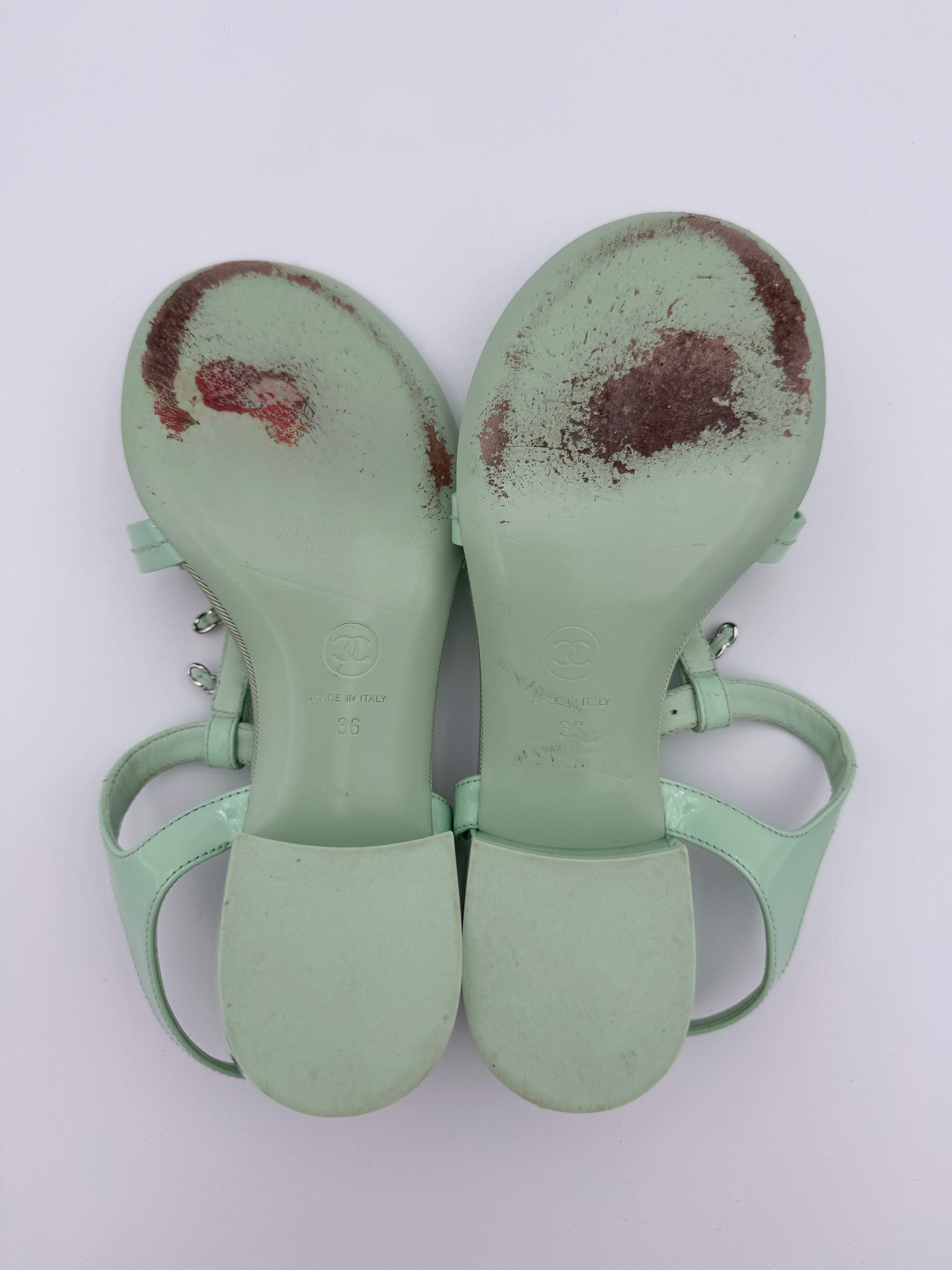 Chanel Mint Green Sandal size 36 Pre Loved