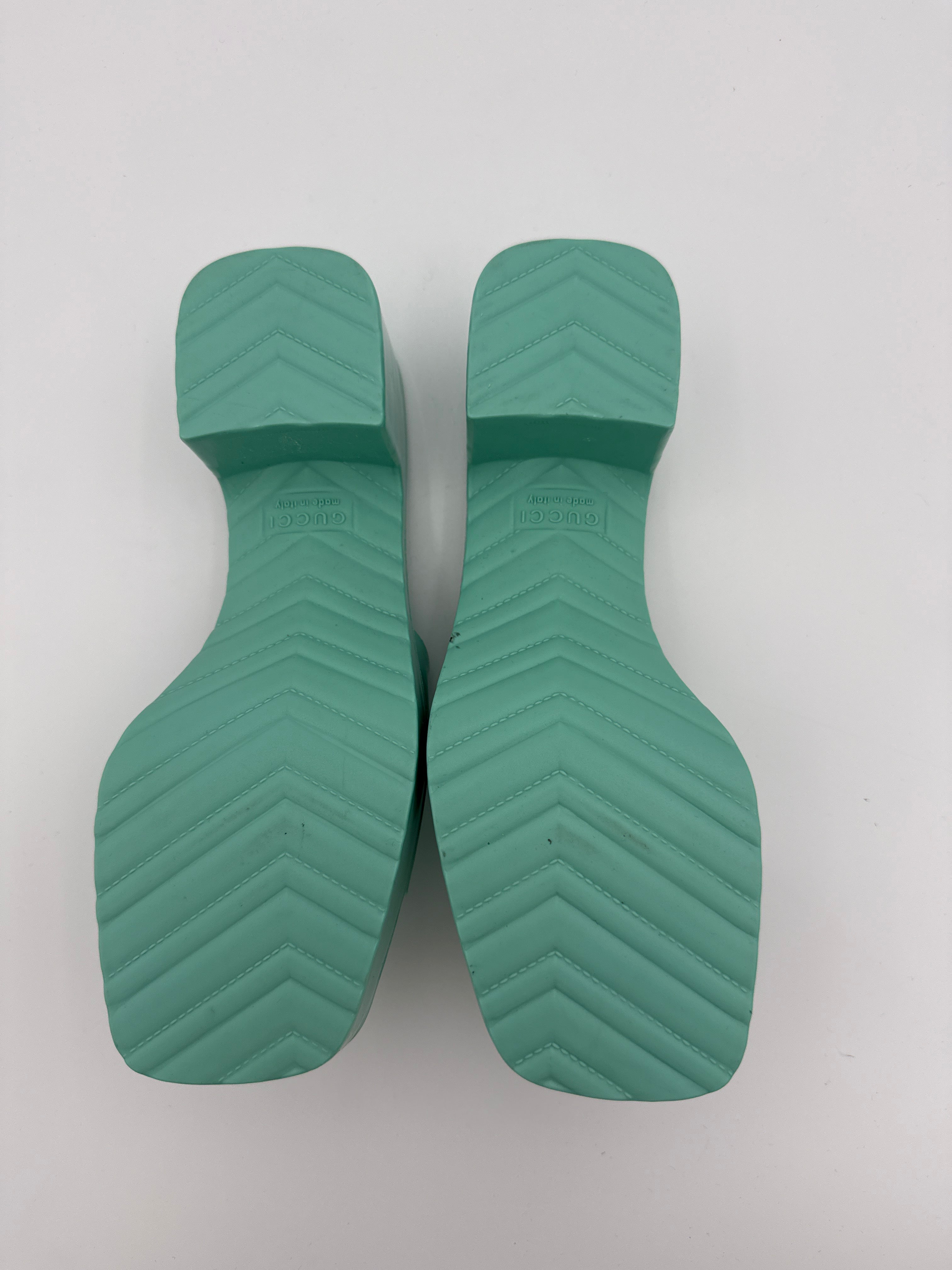 Gucci Mint Green Rubber Slide Sandals New size 35