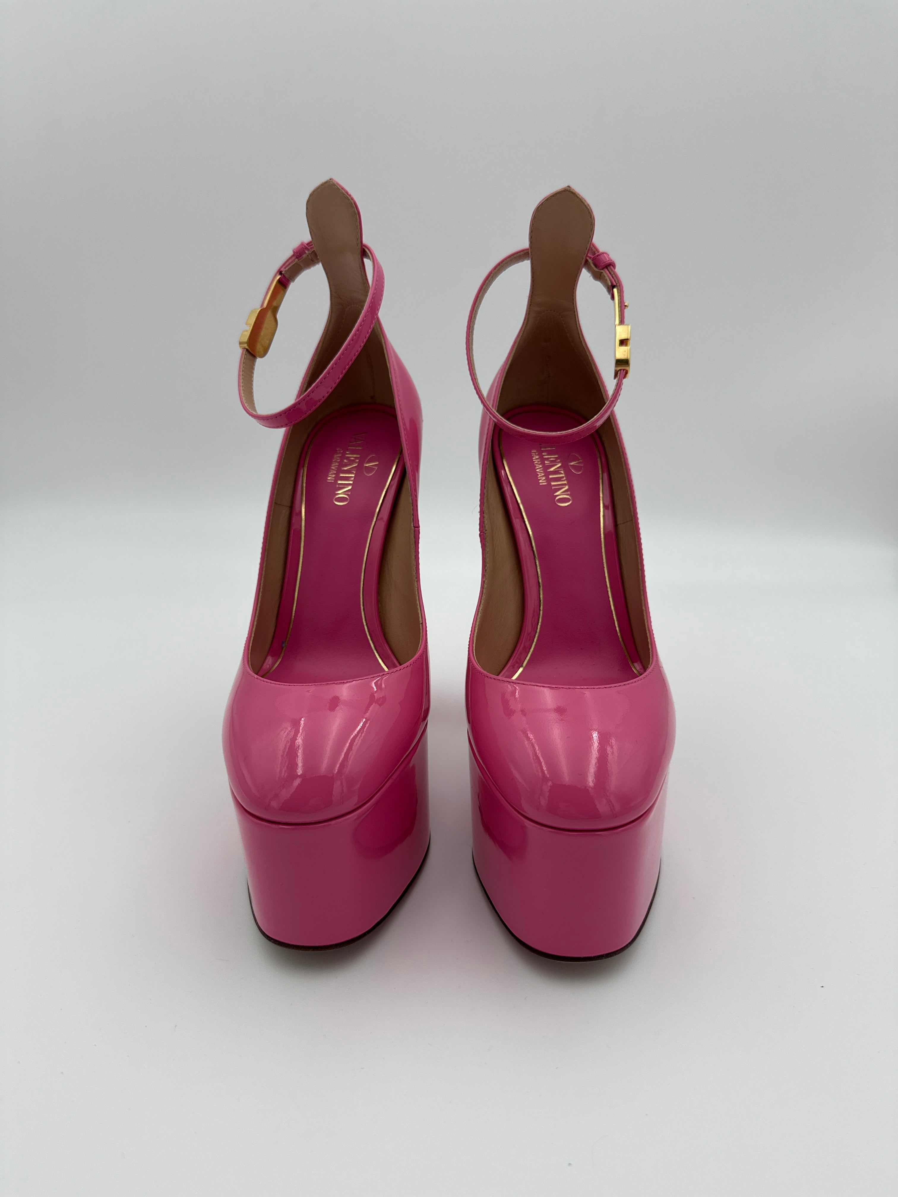 Valentino Tan-go Pink Patent Heel New Size 36.