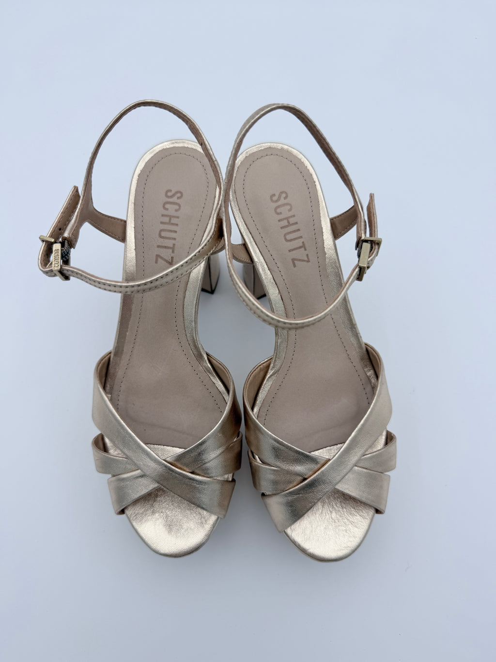 Schutz Metallic Gold Platform  size 6