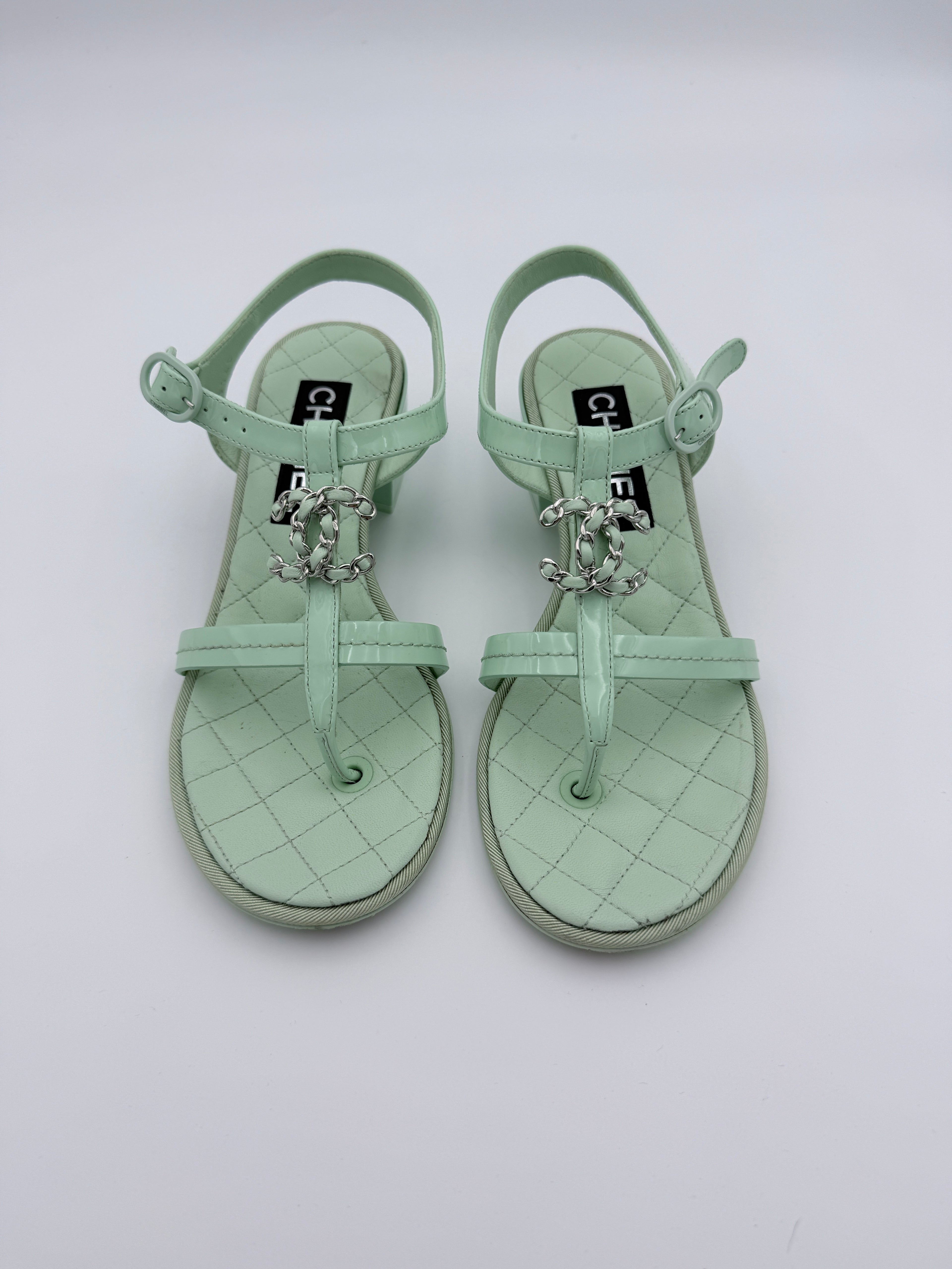 Chanel Mint Green Sandal size 36 Pre Loved