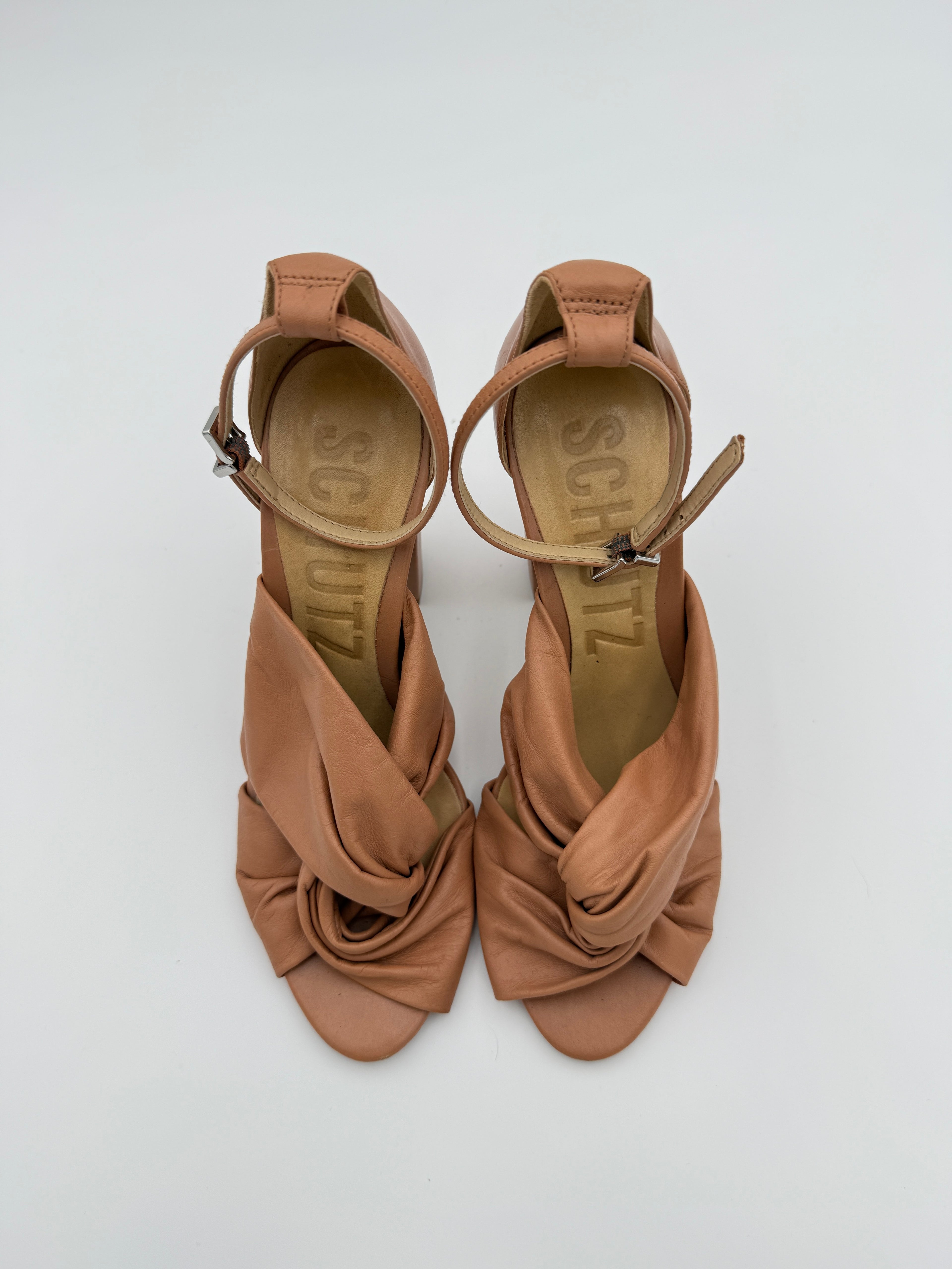 Schutz Nude Leather Sandal Size 8