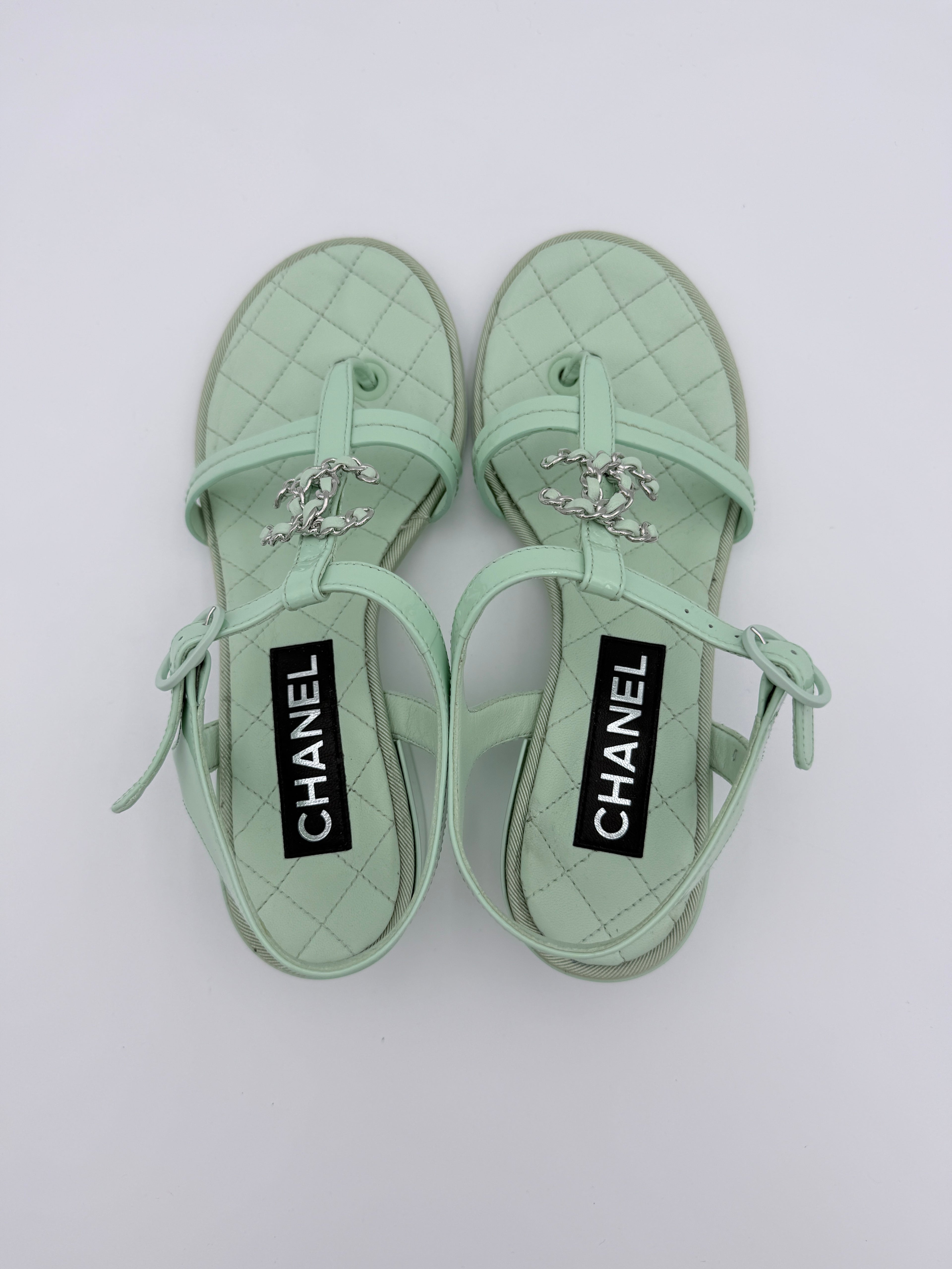 Chanel Mint Green Sandal size 36 Pre Loved
