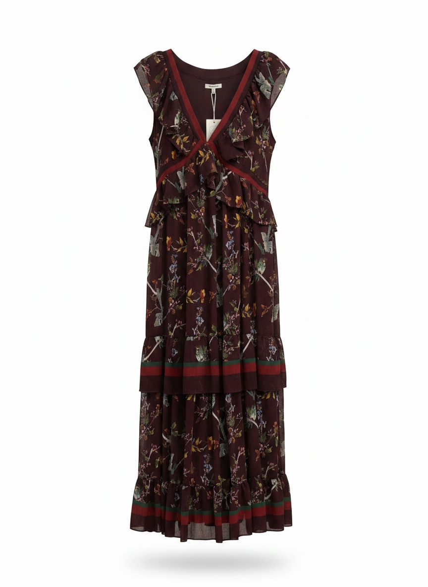 Max Studio Dark Brown printed Long Dress - Size M