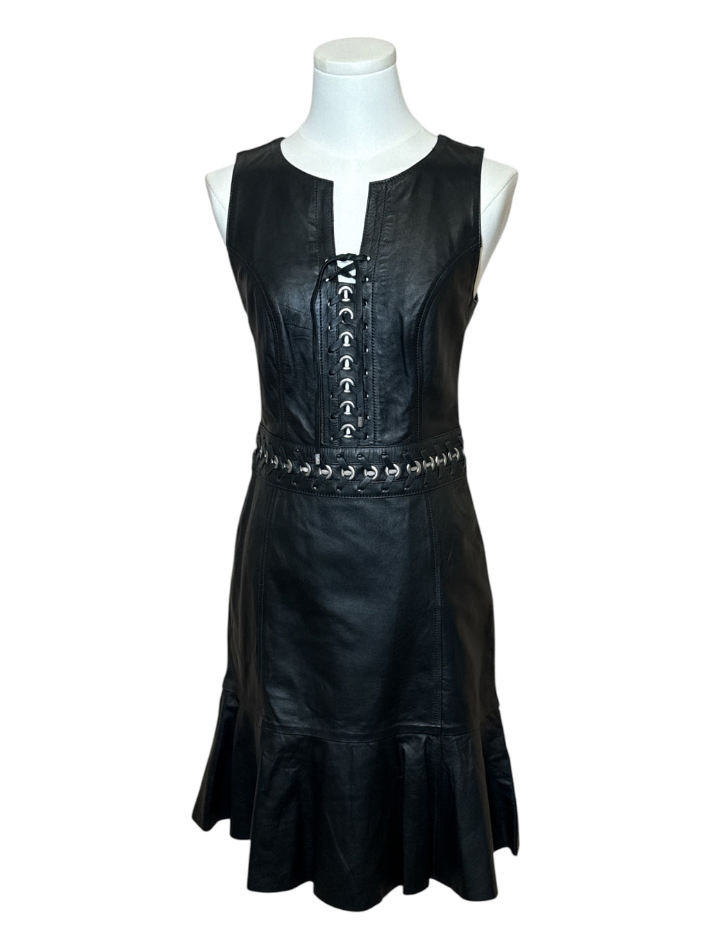 LETAGE Black Leather Dress Small
