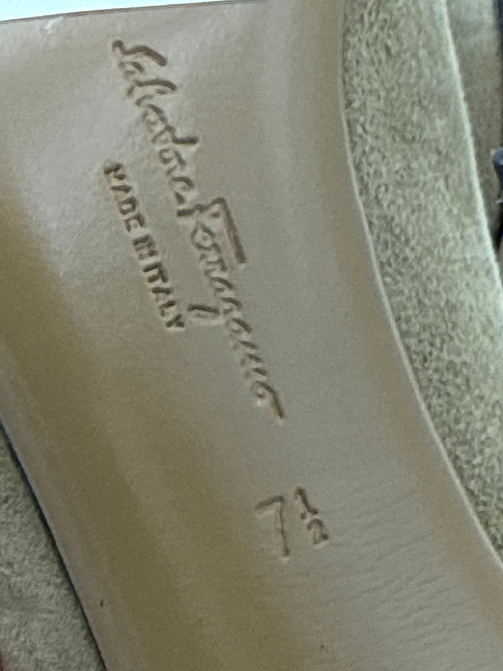 Ferragamo Olive suede pump