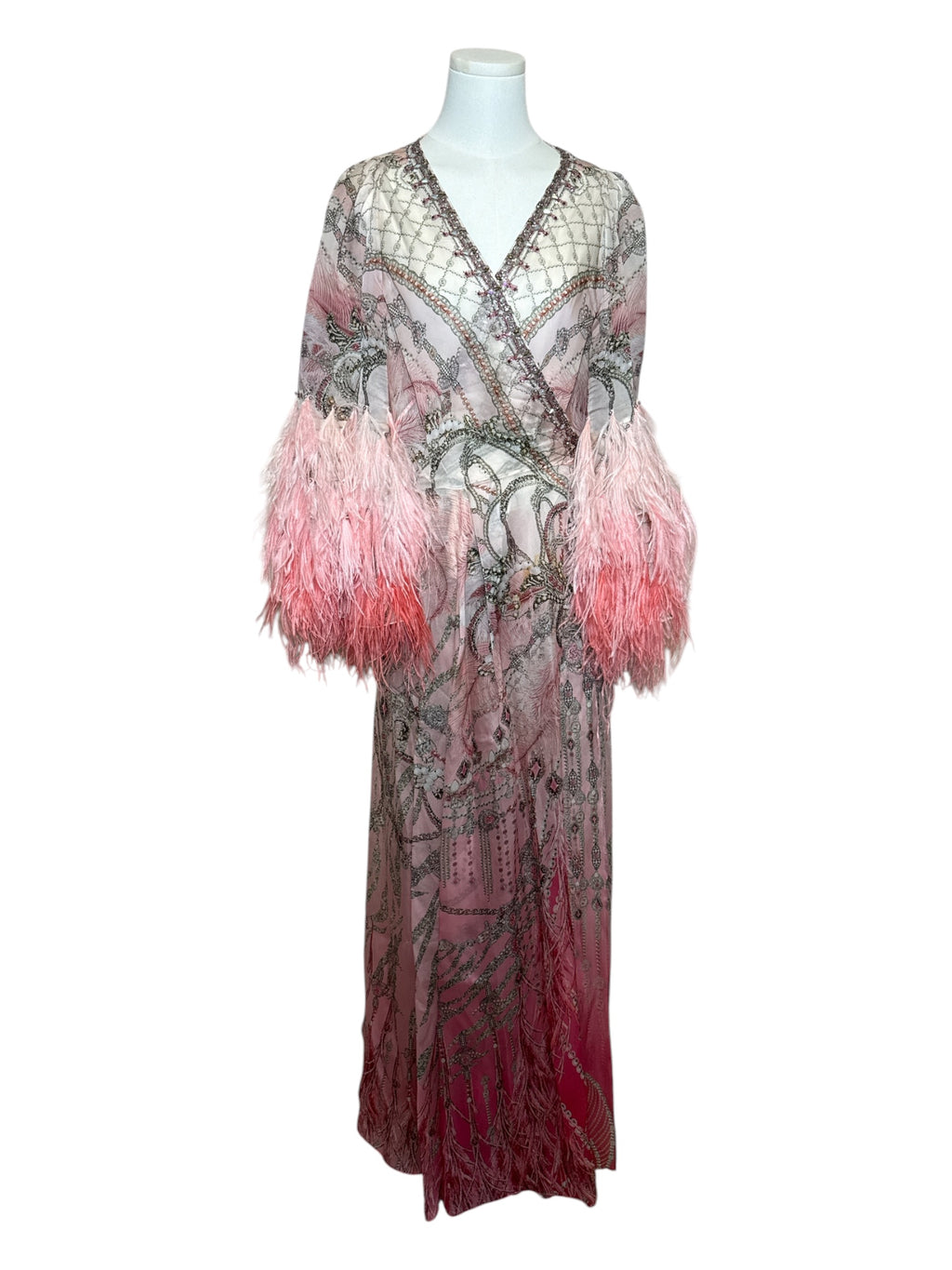 Camilla Feather Sleeve Wrap Dress XL