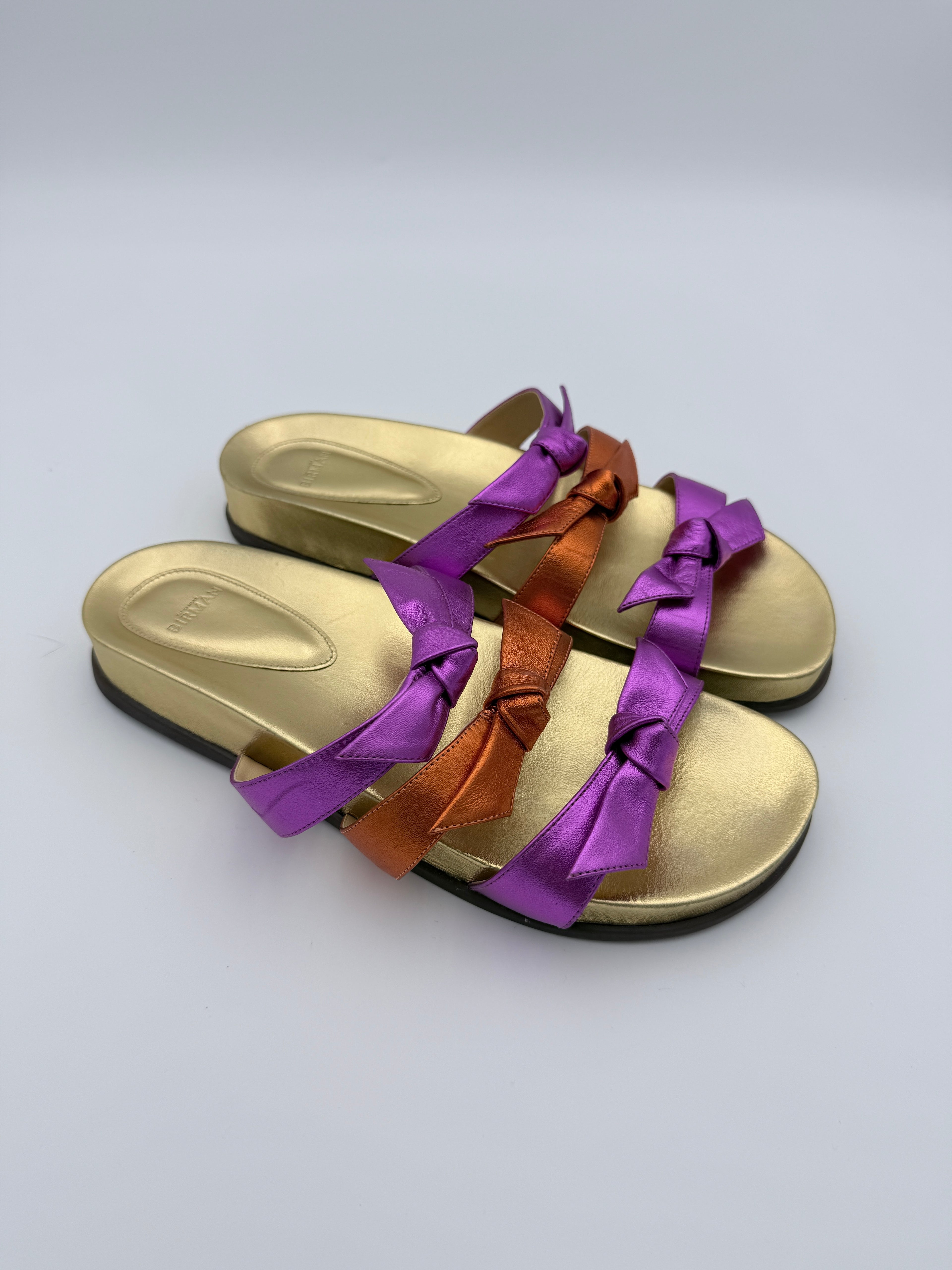 Birman Clarita Pink orange metallic flat Size 40
