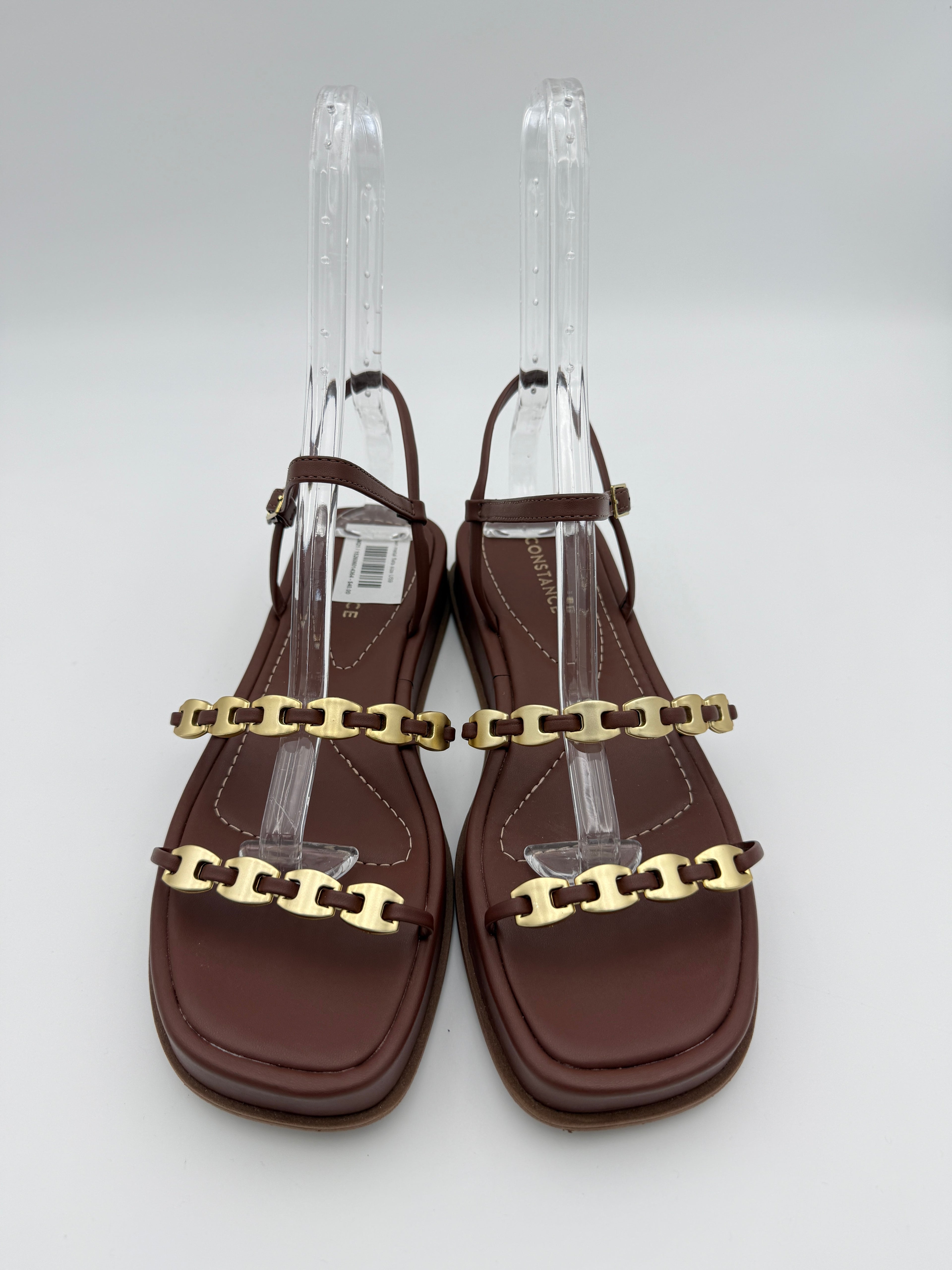 Brown metal flats Size 9