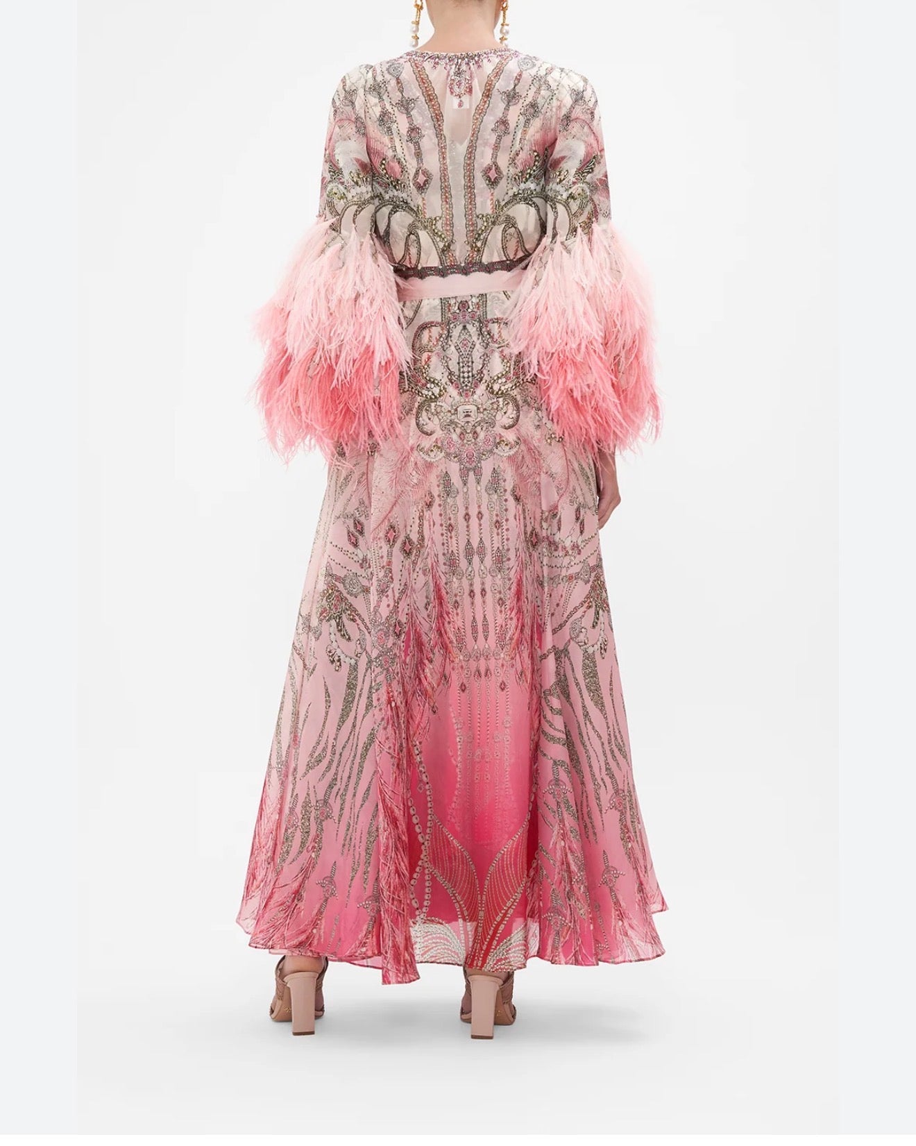 Camilla Feather Sleeve Wrap Dress XL