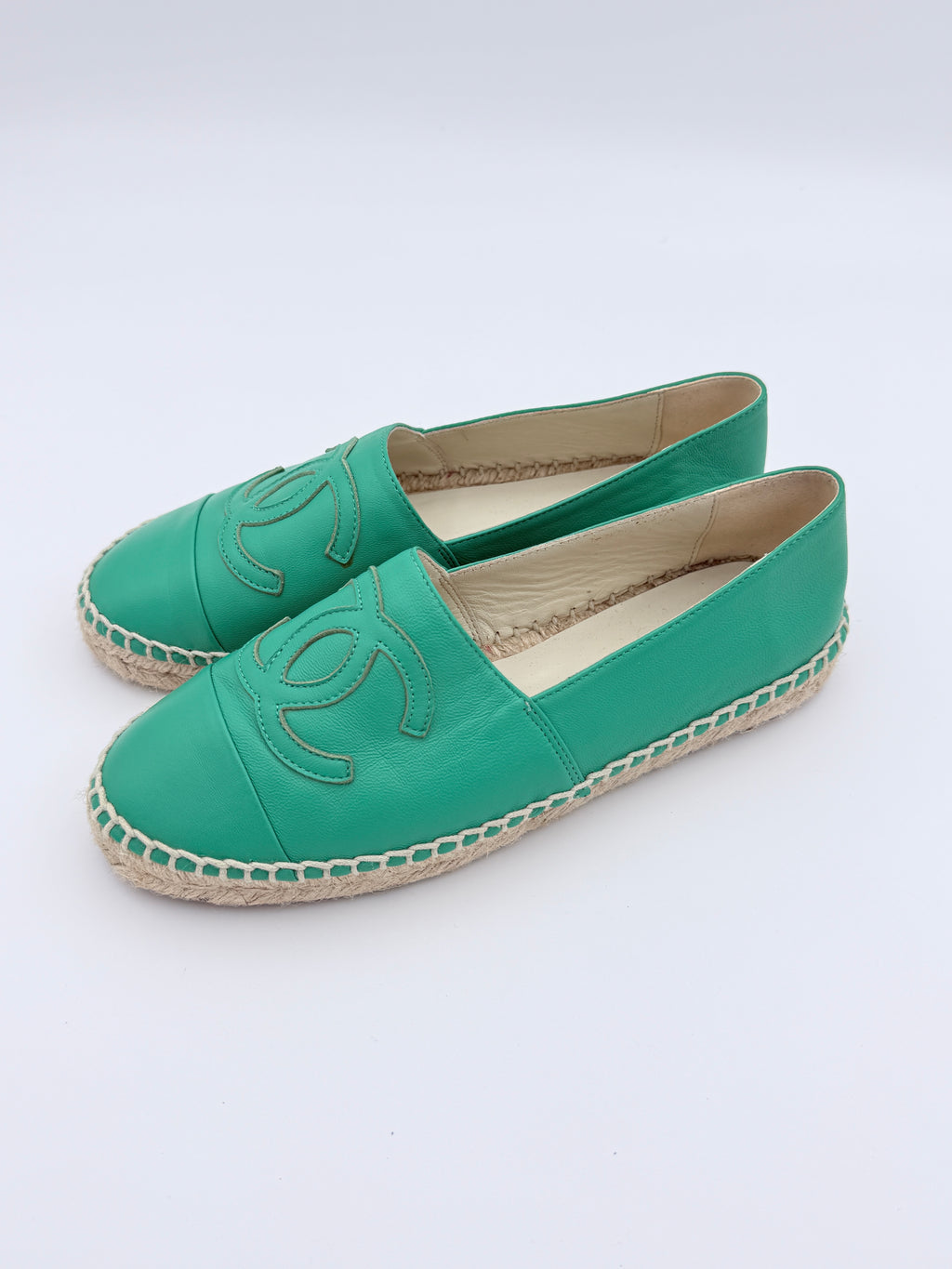 Chanel Green Leather Espadrille size 37