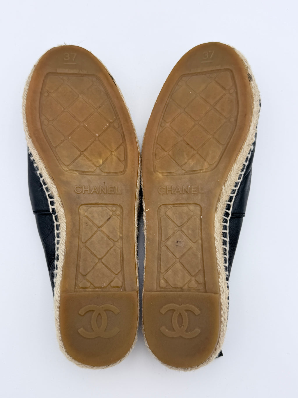 Chanel Black Leather Espadrille size 37 Pre Loved